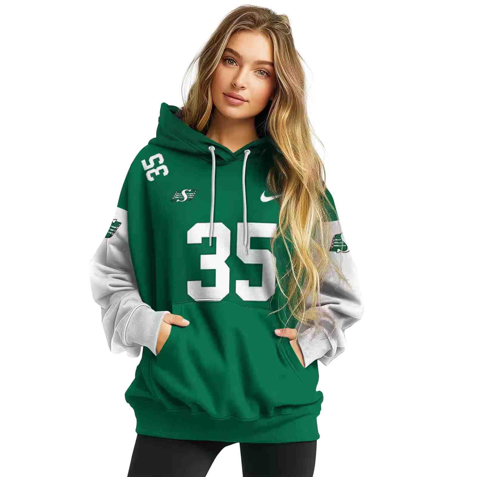 custom saskatchewan roughriders minimal design green hoodie high quality