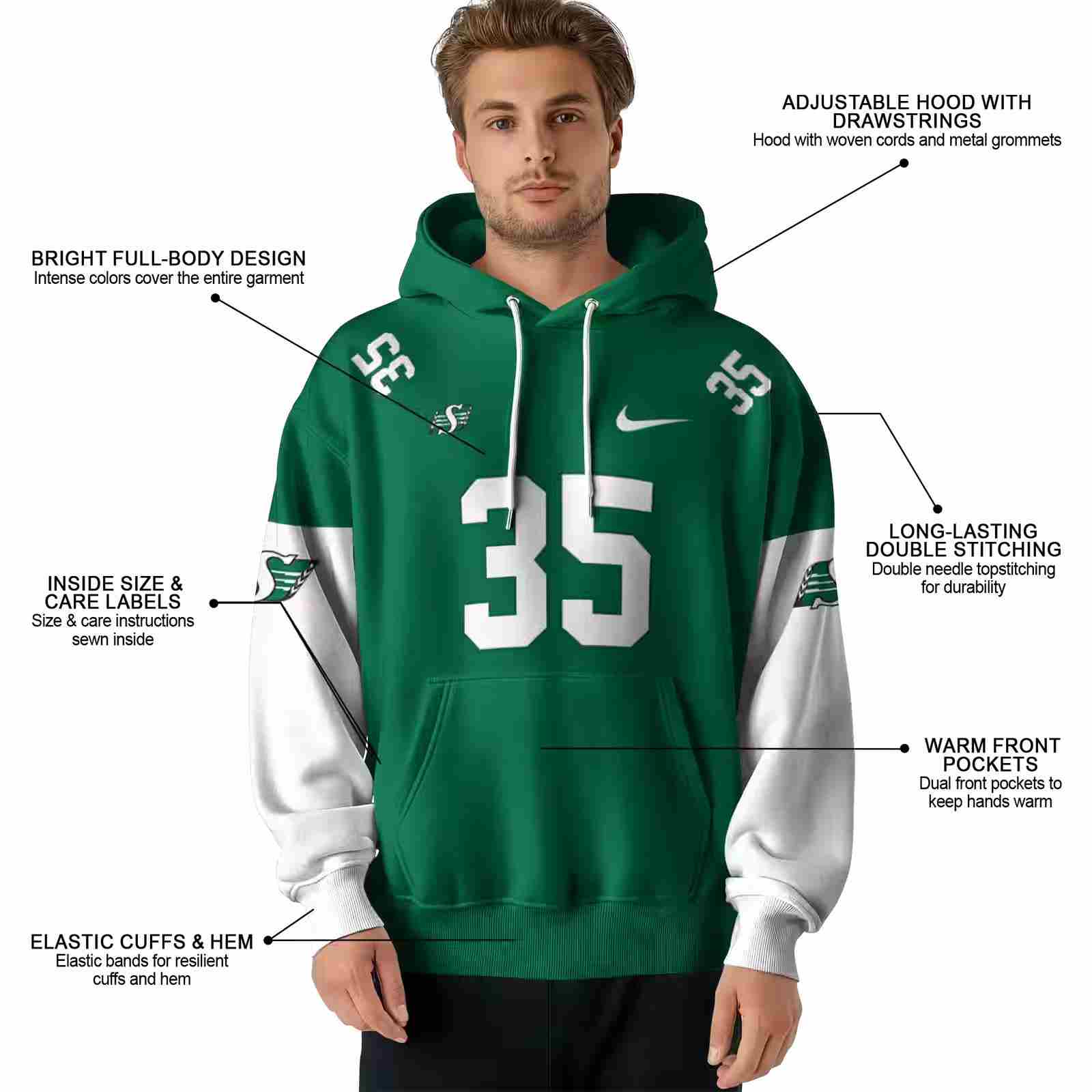 custom saskatchewan roughriders minimal design green hoodie latest model