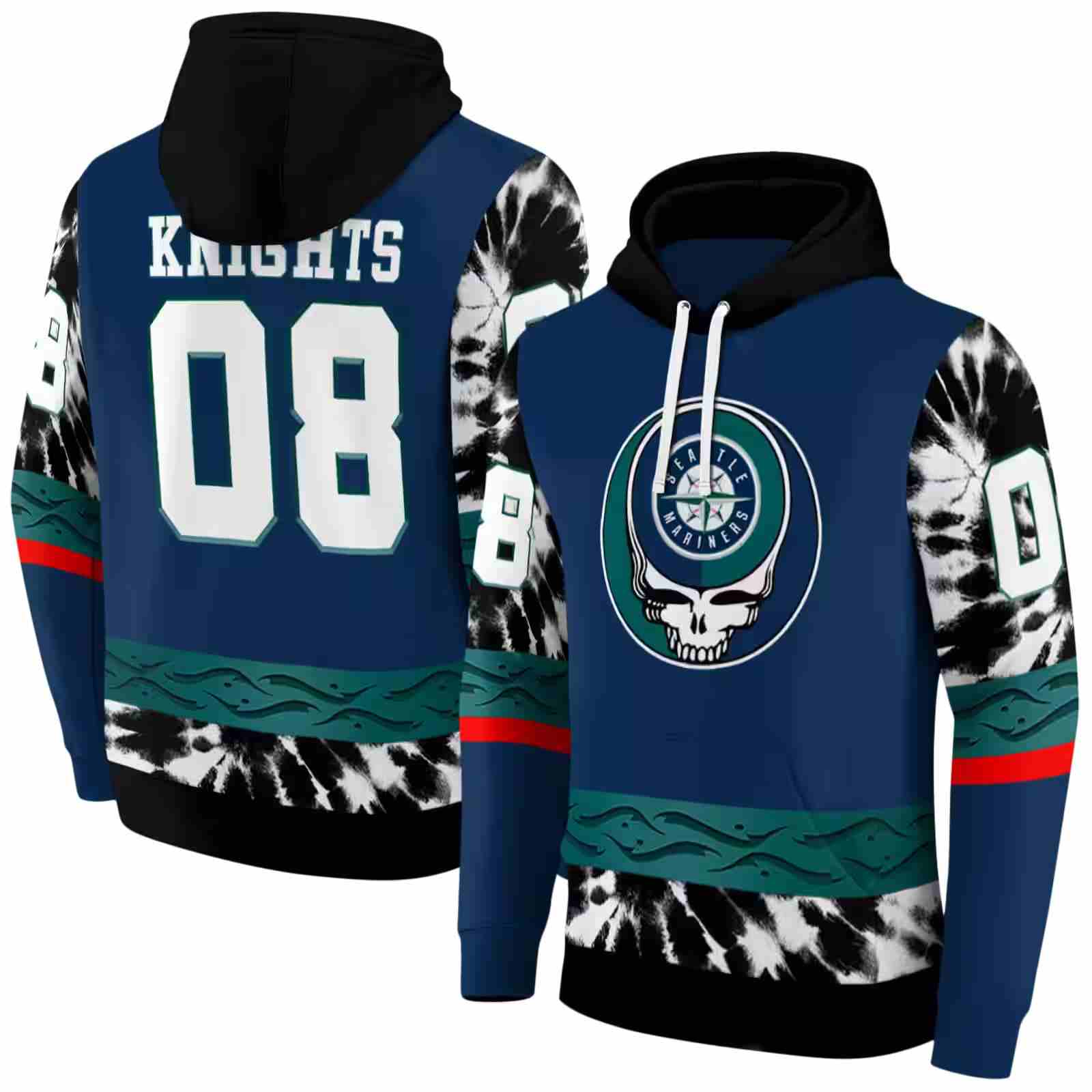 custom seattle mariners grateful vibes navy blue hoodie fashion forward