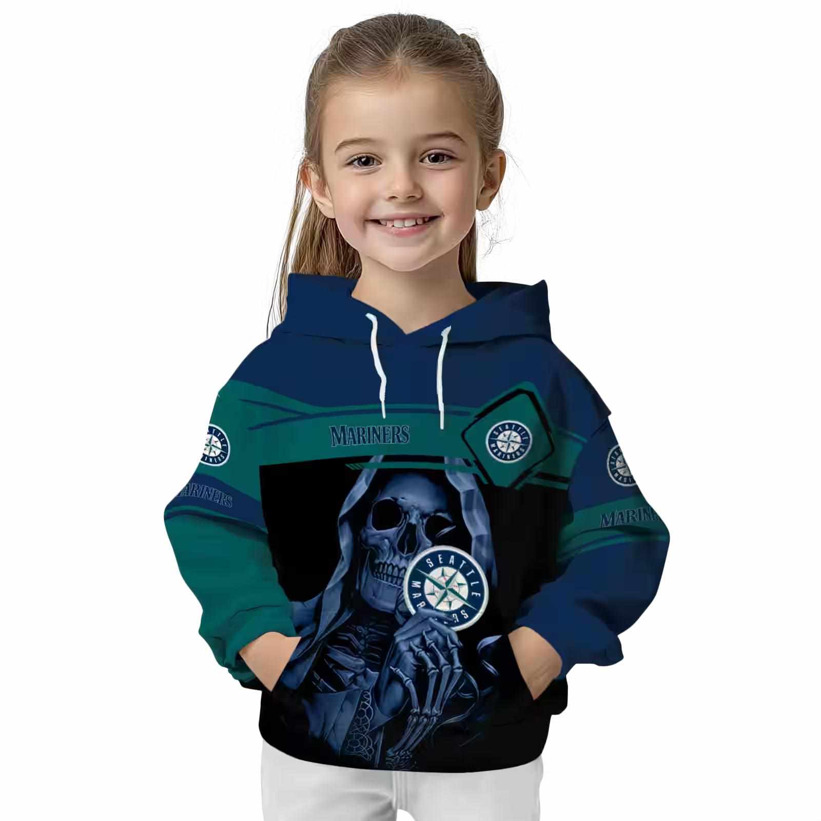 custom seattle mariners grim reaper navy blue black hoodie top rated