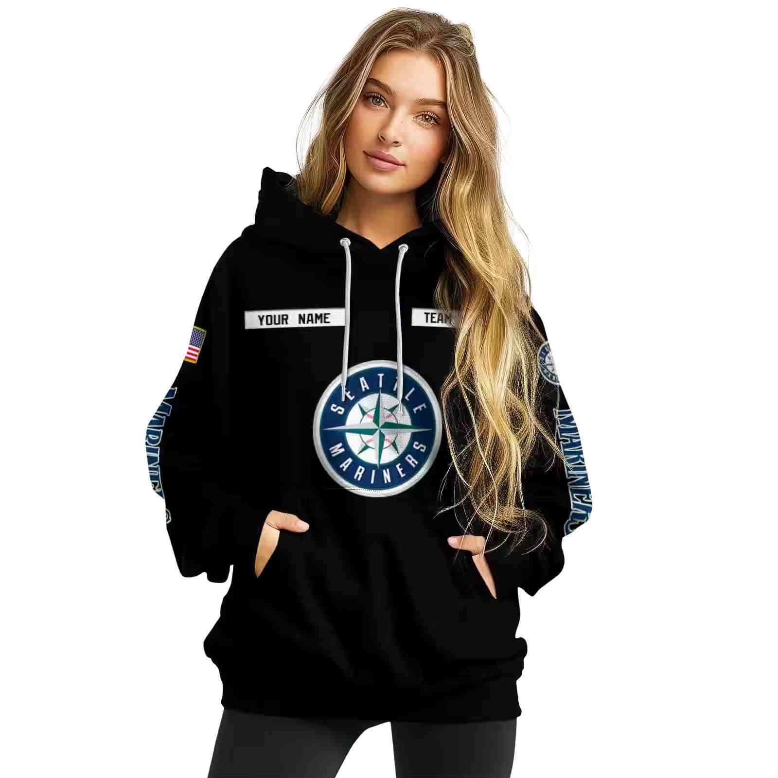 custom seattle mariners punisher skull black hoodie high quality