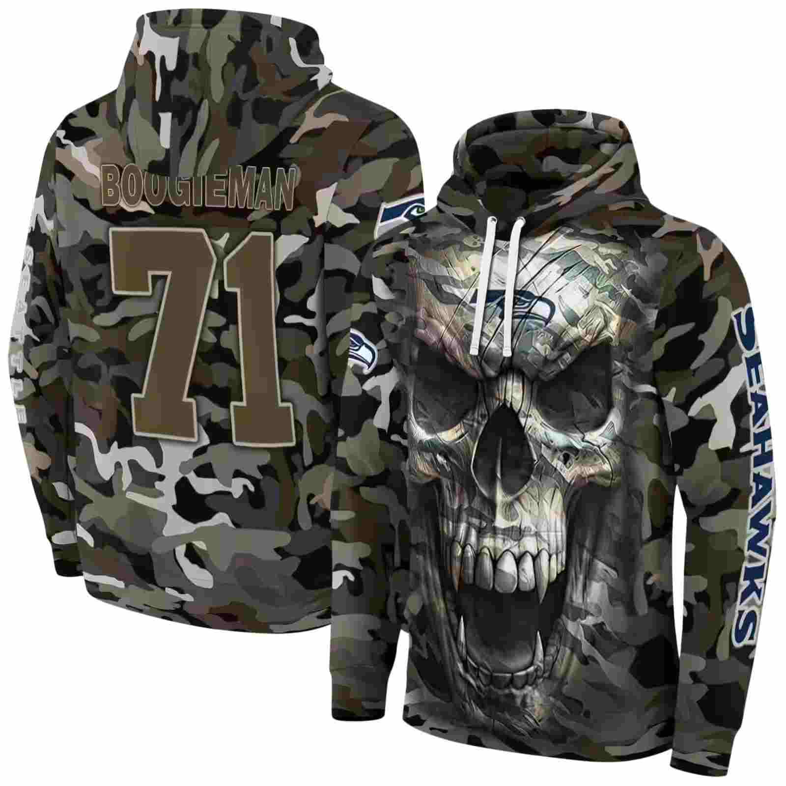 custom seattle seahawks camo skull hoodie fashion forward