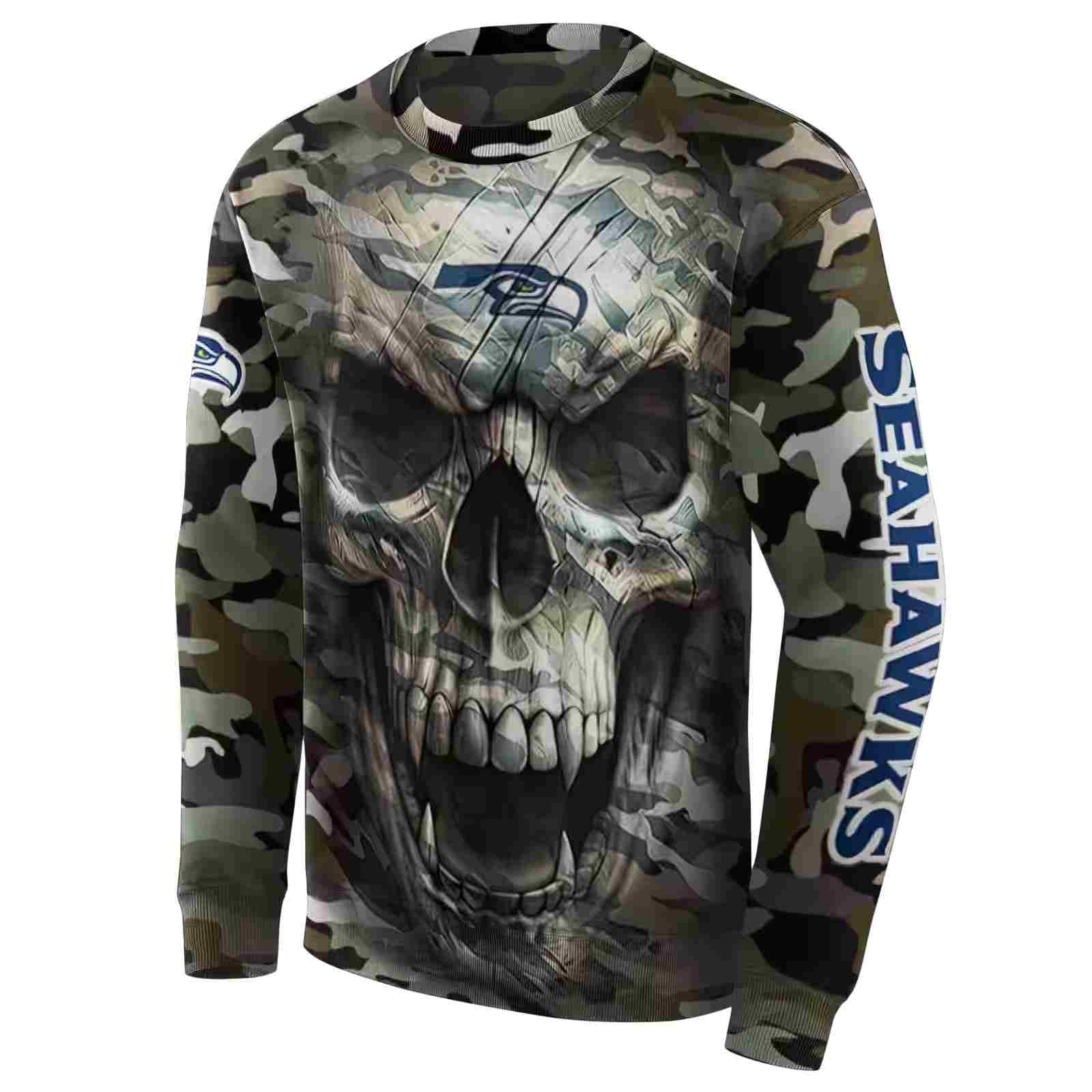 custom seattle seahawks camo skull hoodie new arrival