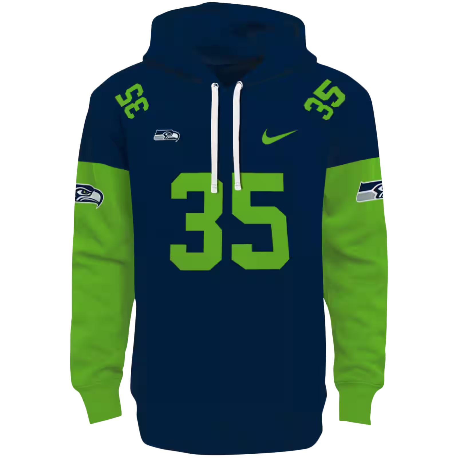 Custom Seattle Seahawks Minimal Design Blue Hoodie