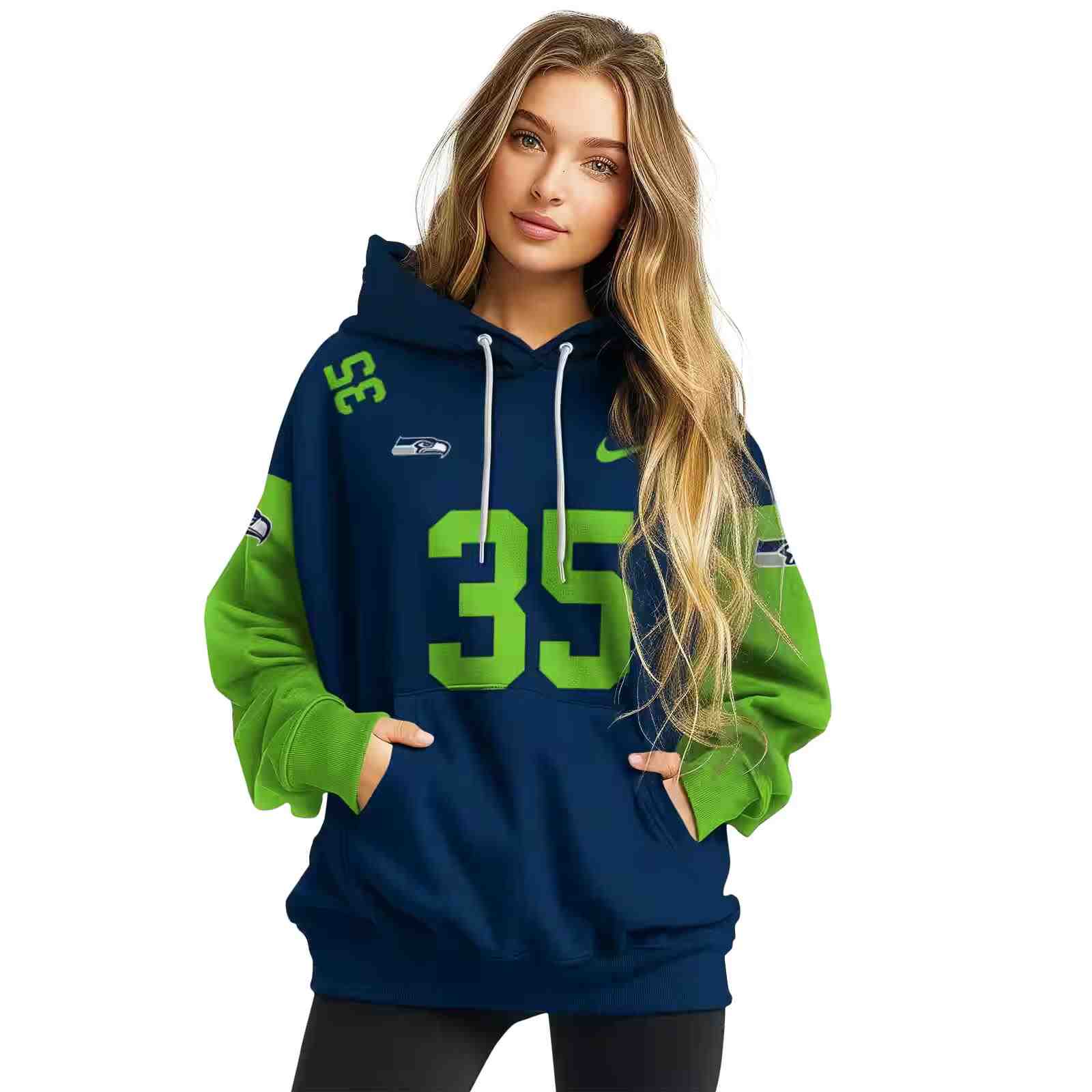 custom seattle seahawks minimal design blue hoodie high quality