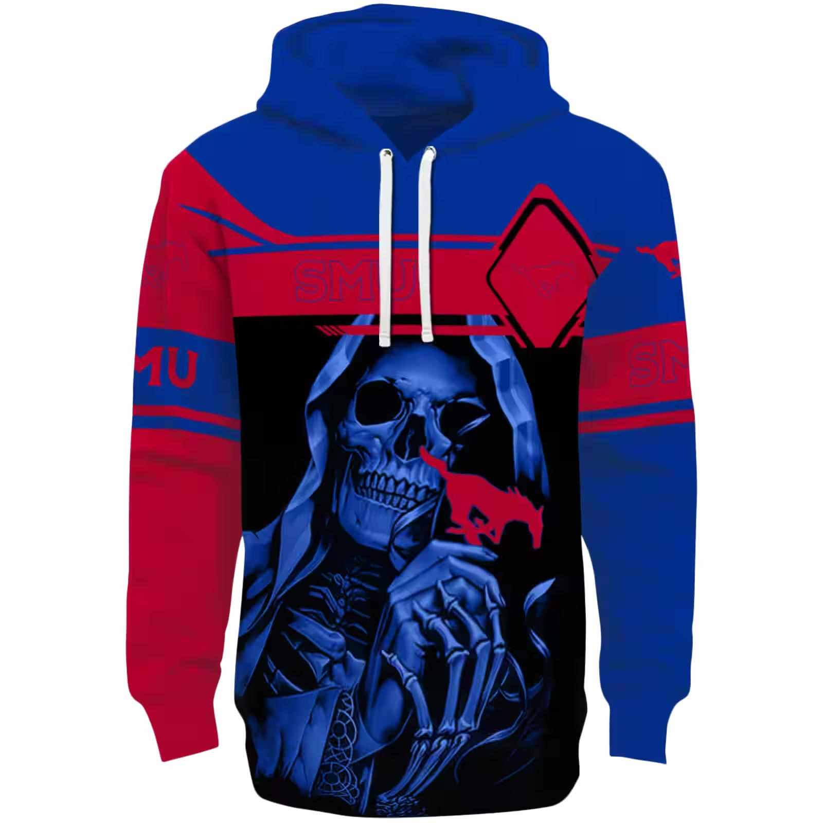 Custom SMU Mustangs Grim Reaper Blue Black Hoodie