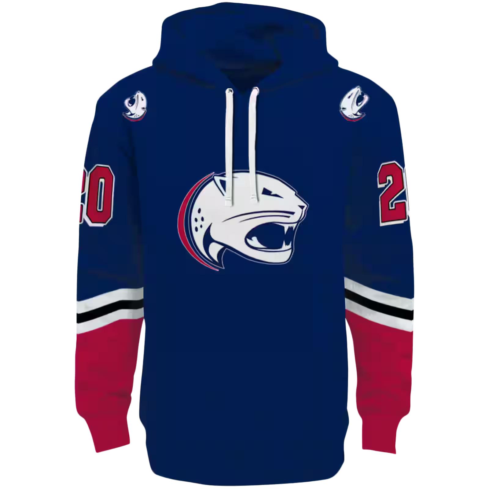 Custom South Alabama Jaguars Striped Sleeves Blue Hoodie