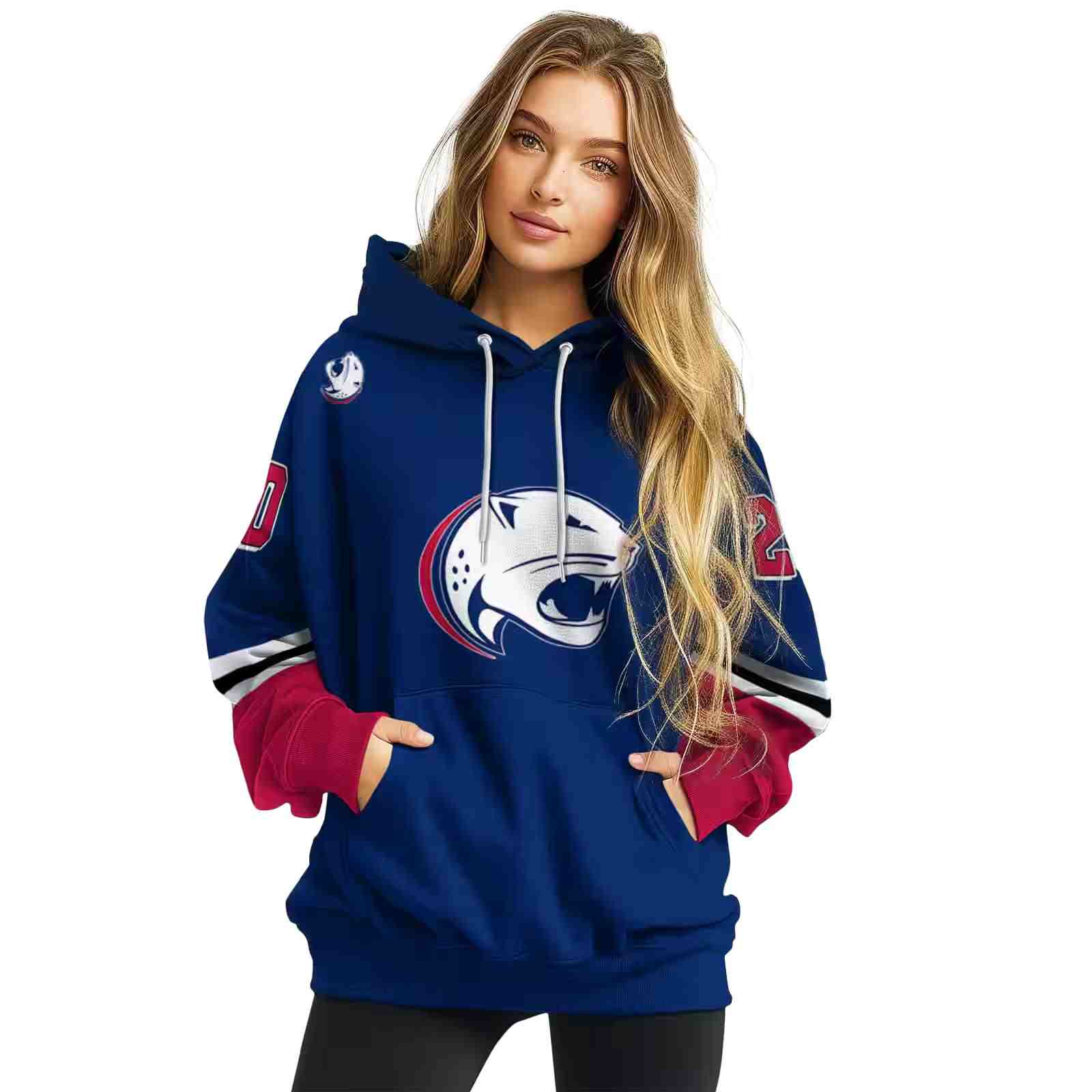 custom south alabama jaguars striped sleeves blue hoodie high quality