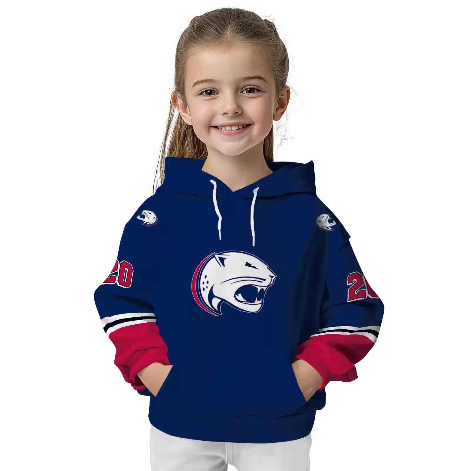 custom south alabama jaguars striped sleeves blue hoodie top rated