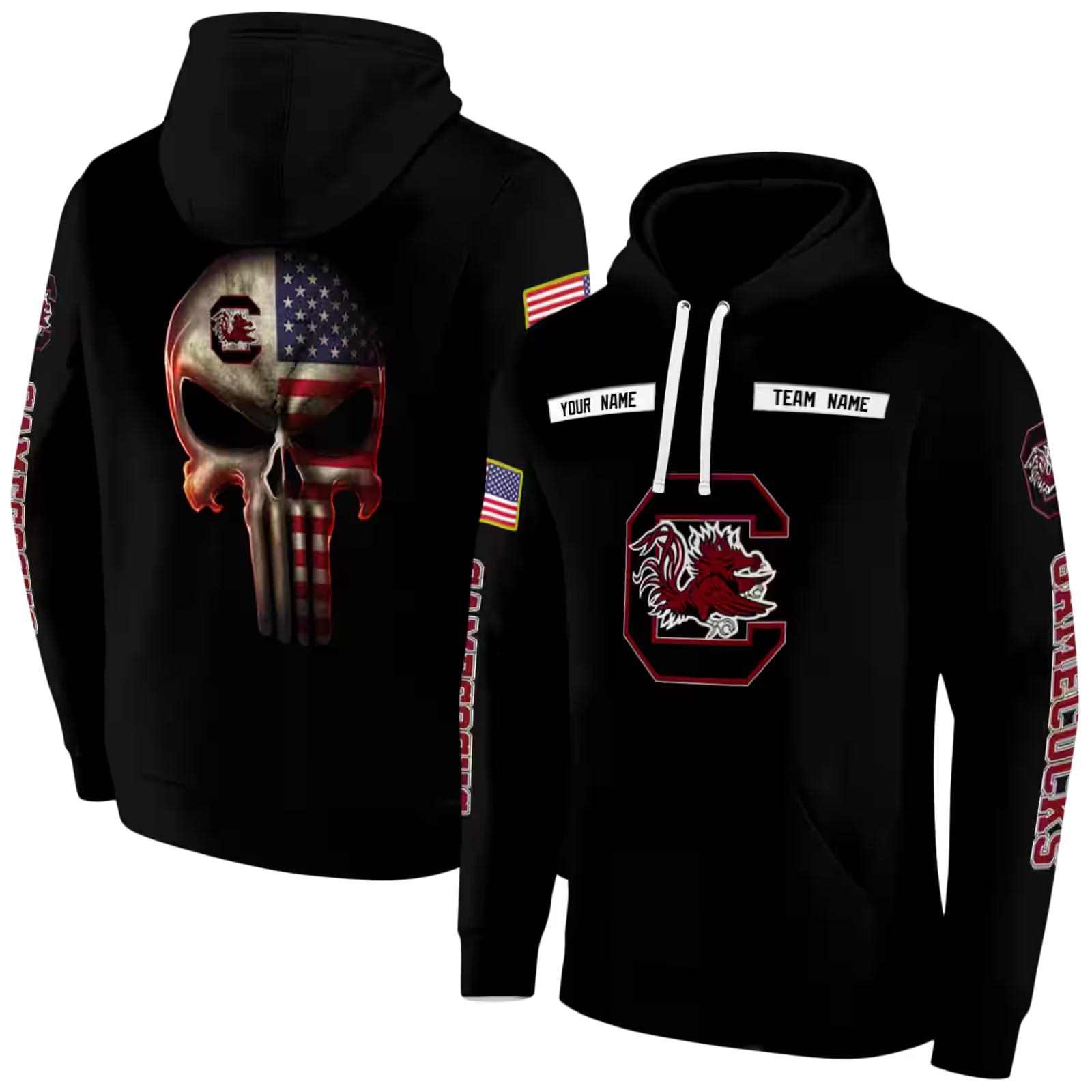 custom south carolina gamecocks punisher skull black hoodie fashion forward