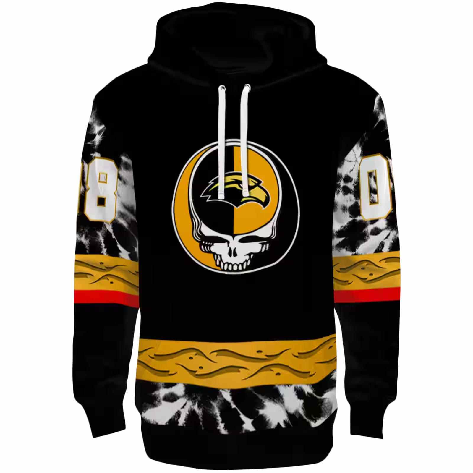 Custom Southern Miss Golden Eagles Grateful Vibes Black Hoodie