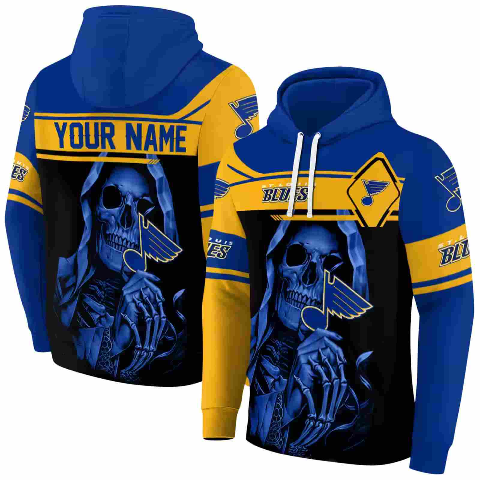 custom st louis blues grim reaper blue black hoodie fashion forward