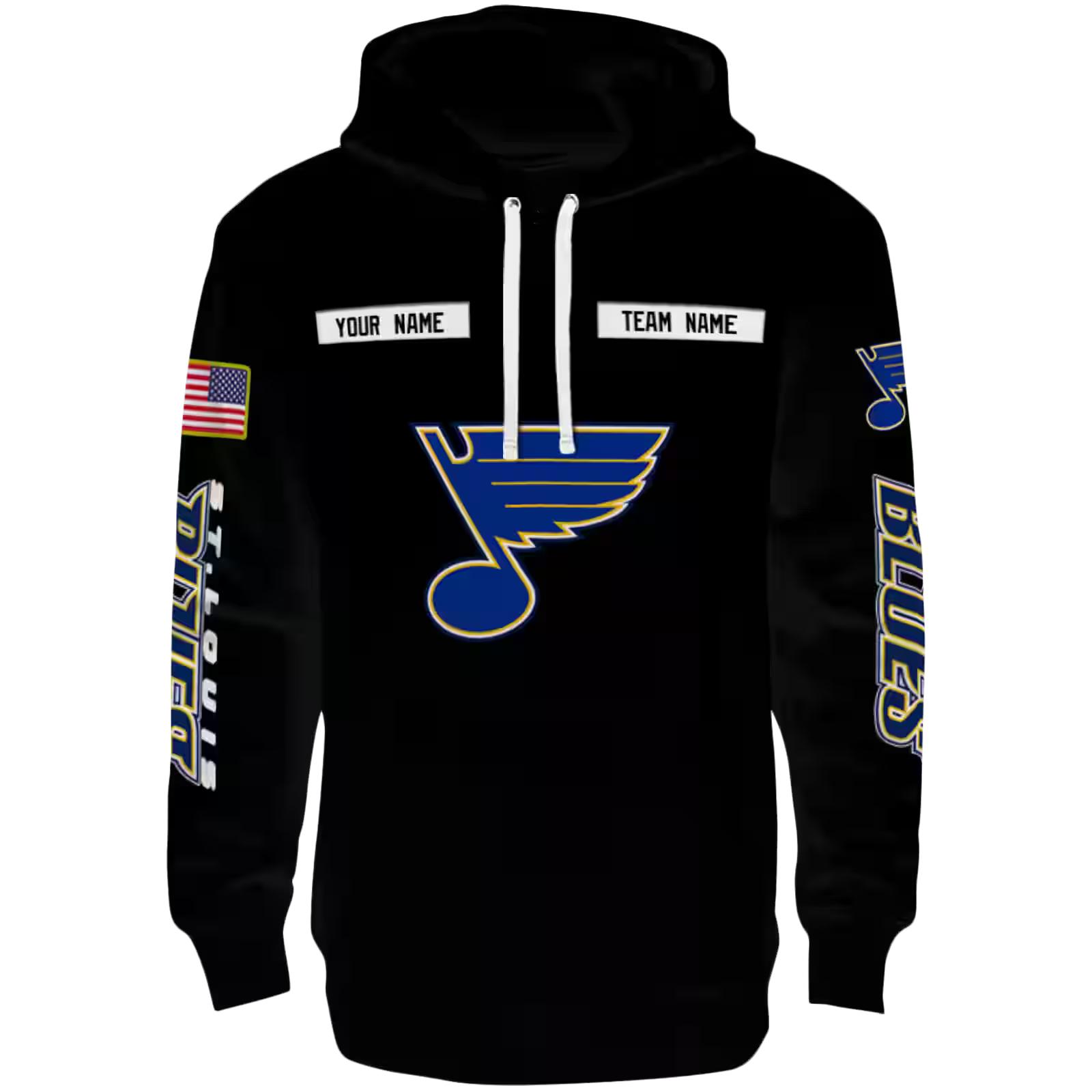 Custom St. Louis Blues Punisher Skull Black Hoodie