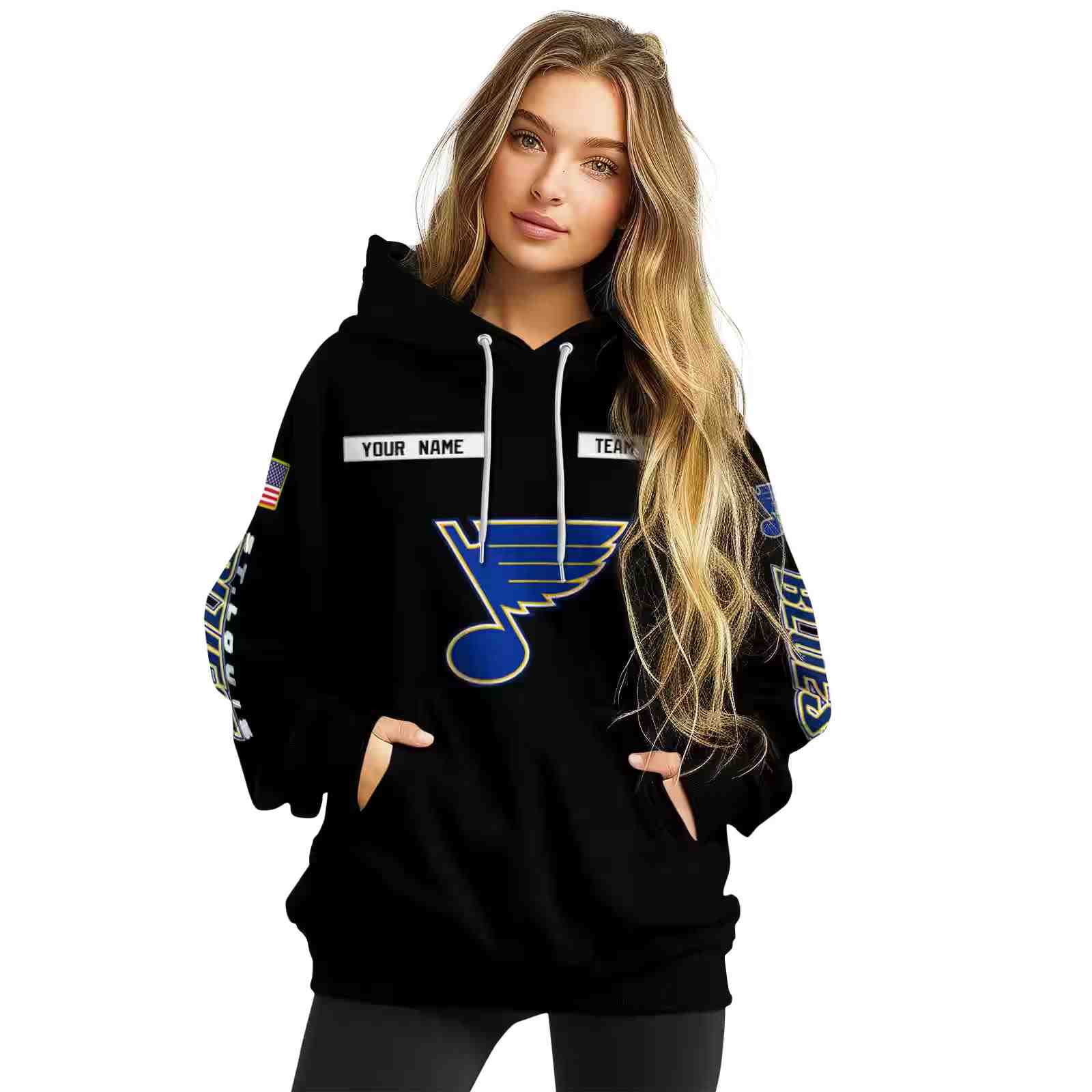 custom st louis blues punisher skull black hoodie high quality