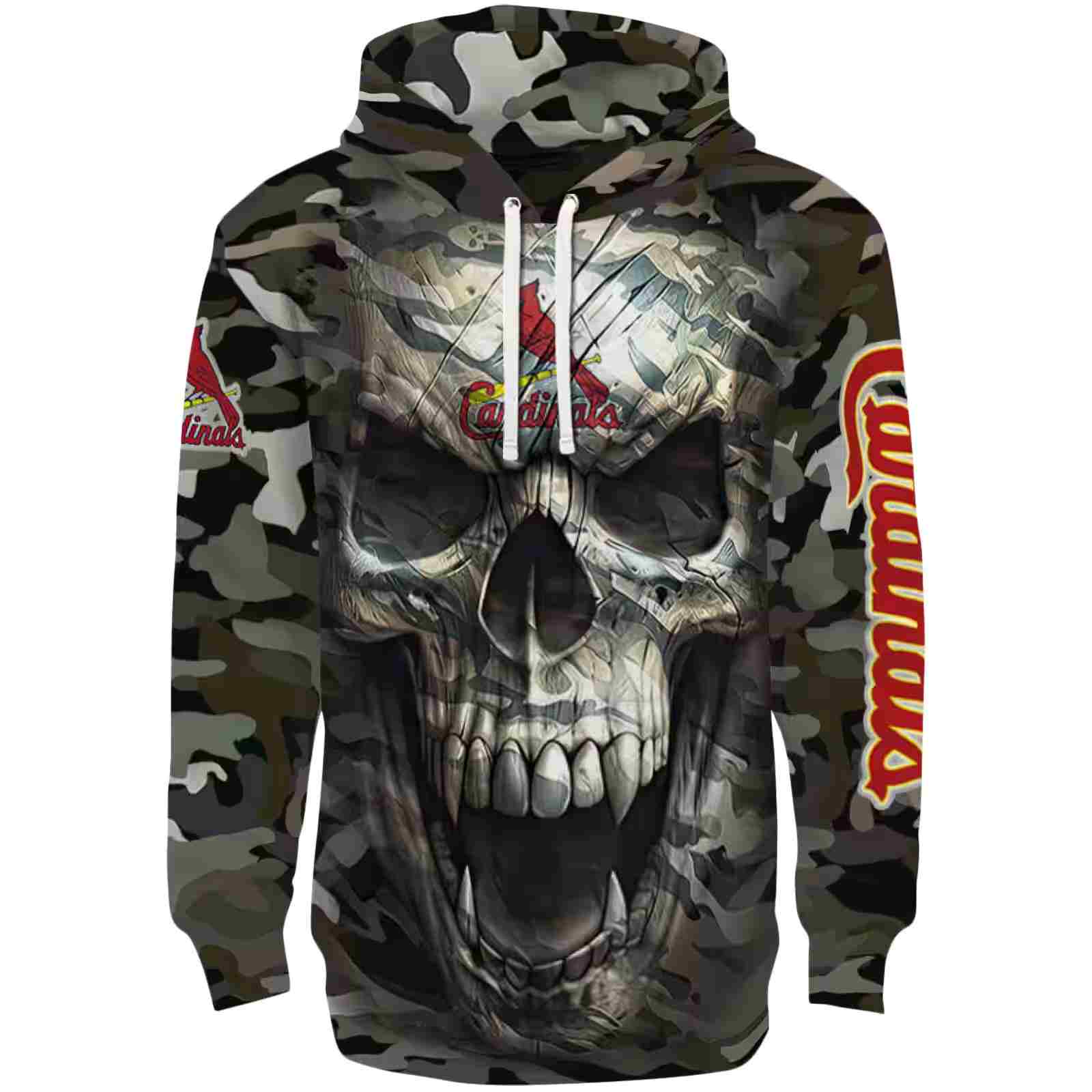 Custom St. Louis Cardinals Camo Skull Hoodie