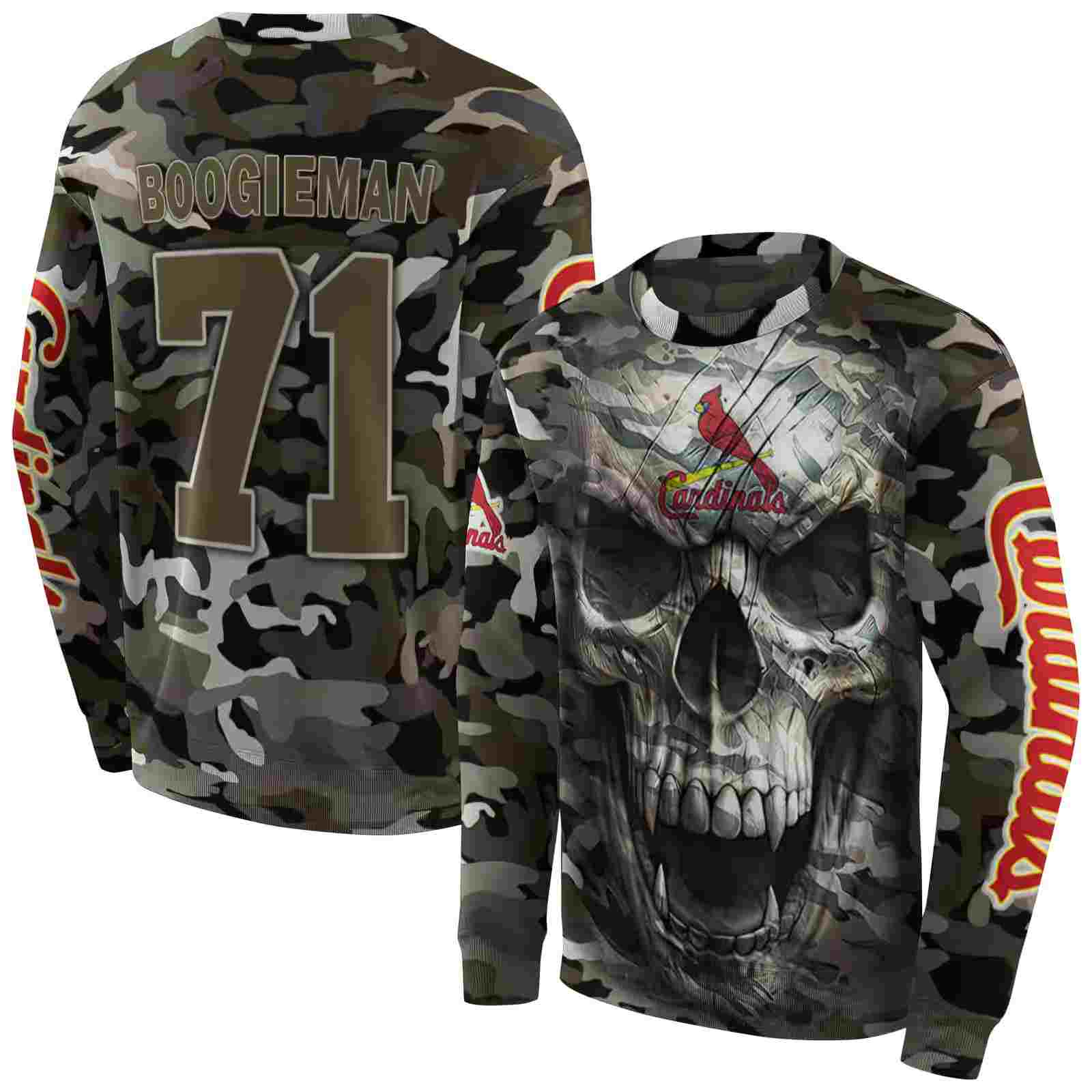 custom st louis cardinals camo skull hoodie premium grade