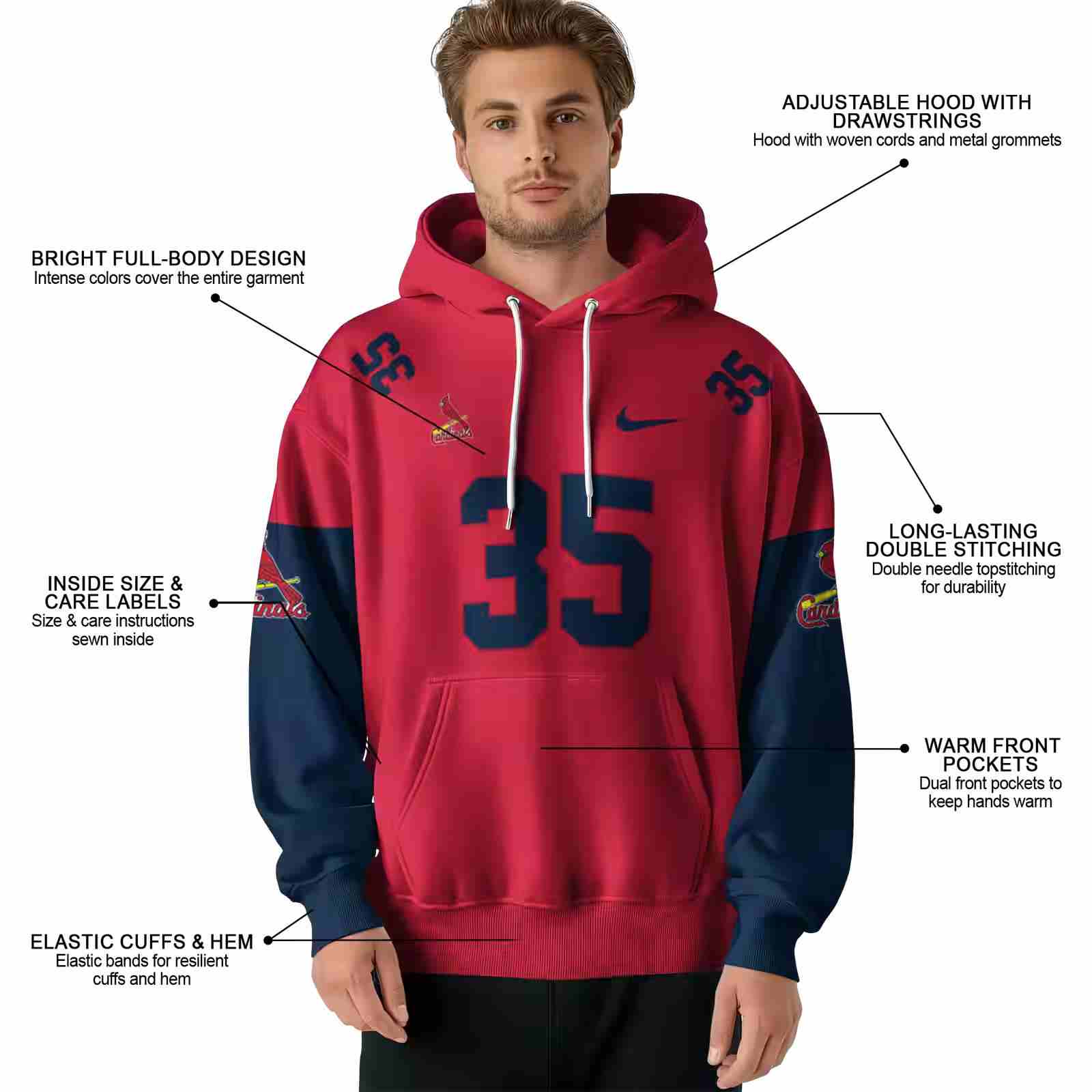 custom st louis cardinals minimal design red hoodie latest model