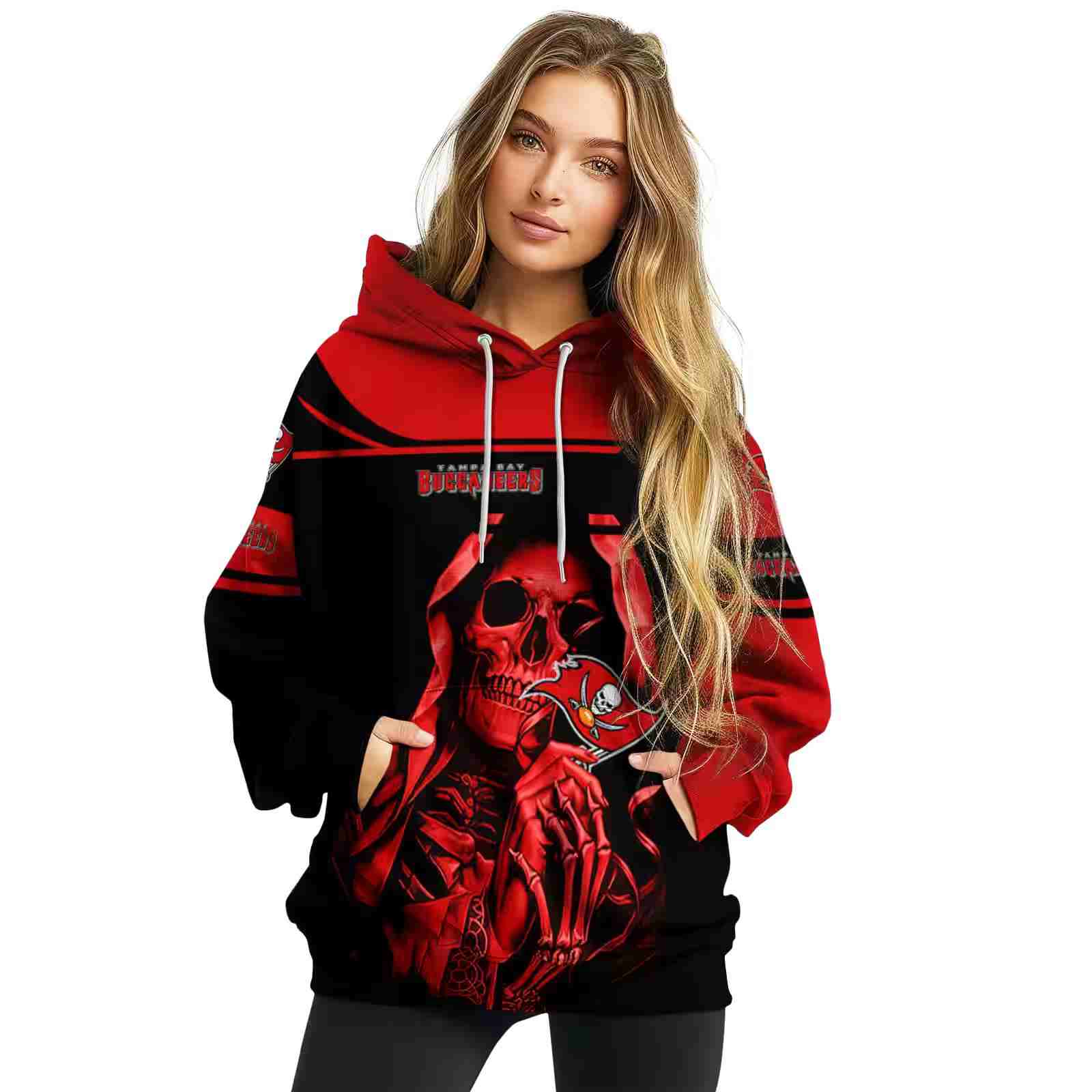 custom tampa bay buccaneers grim reaper red black hoodie high quality