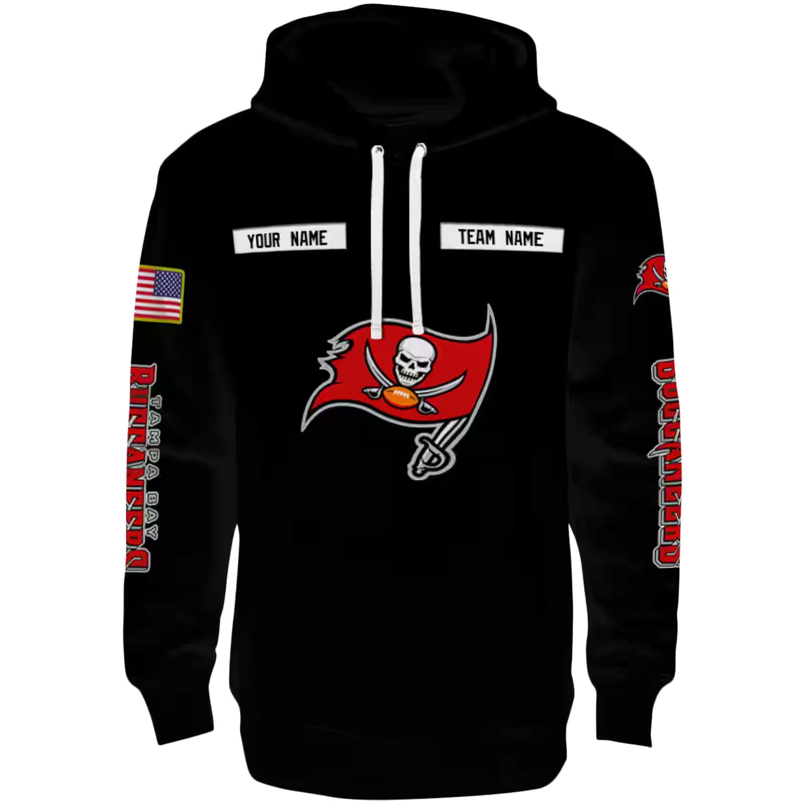 Custom Tampa Bay Buccaneers Punisher Skull Black Hoodie