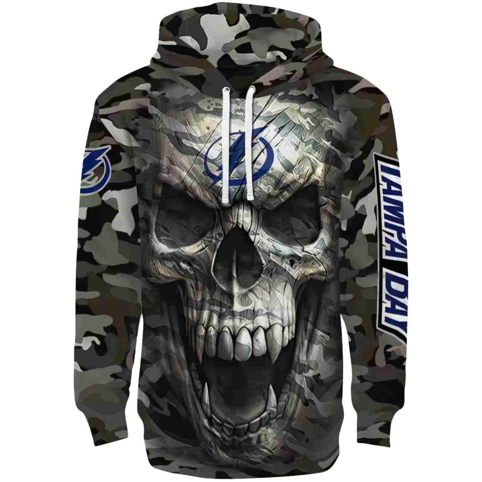 Custom Tampa Bay Lightning Camo Skull Hoodie