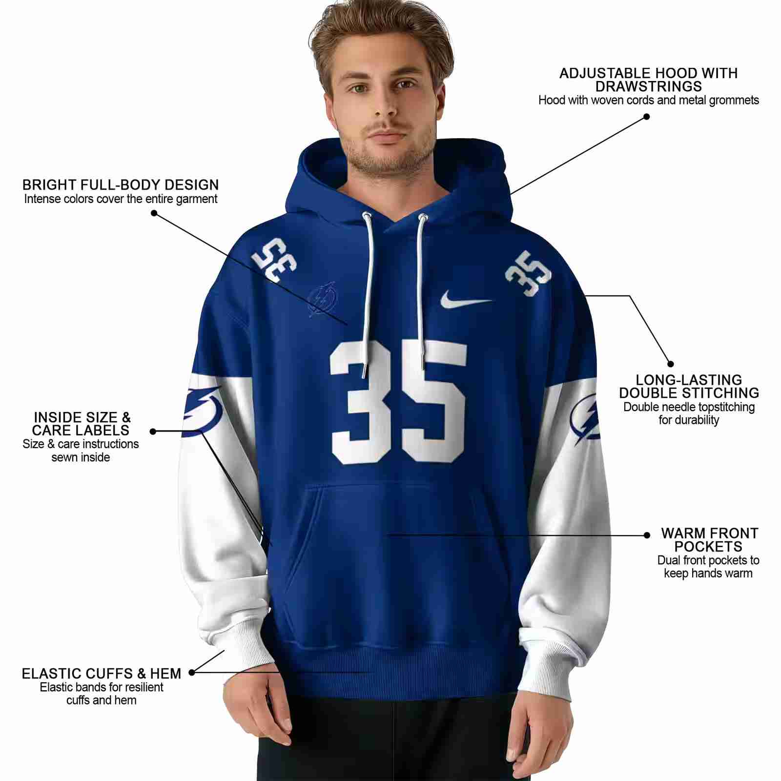 custom tampa bay lightning minimal design blue hoodie latest model