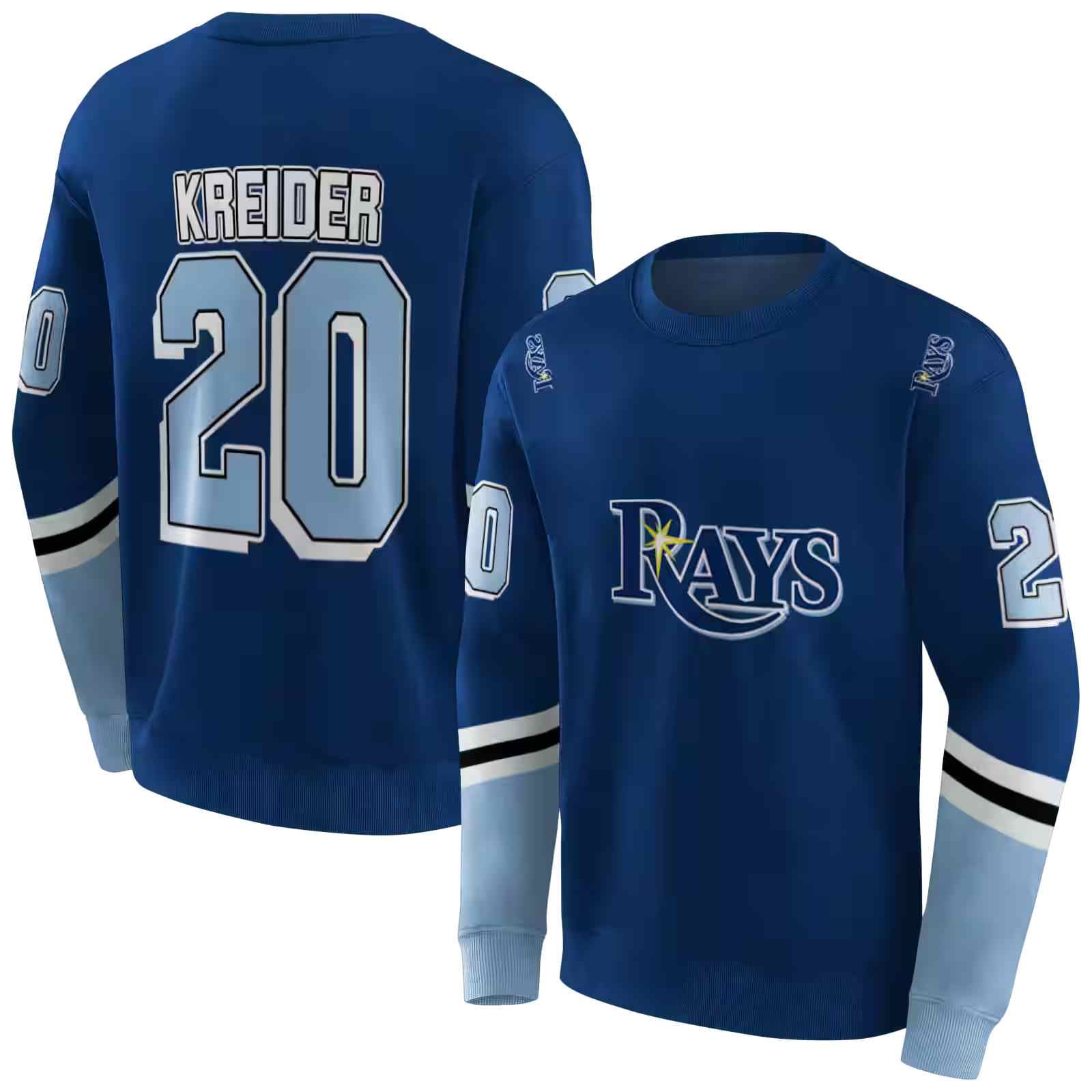 custom tampa bay rays striped sleeves navy hoodie premium grade