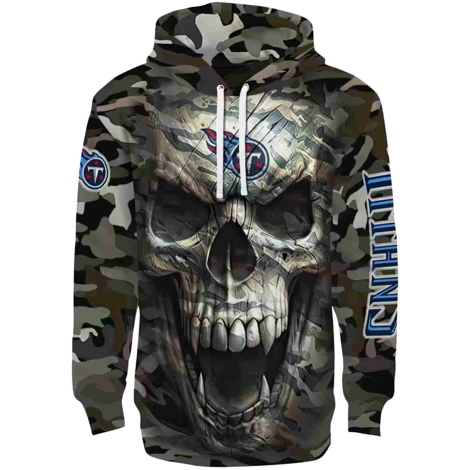 Custom Tennessee Titans Camo Skull Hoodie