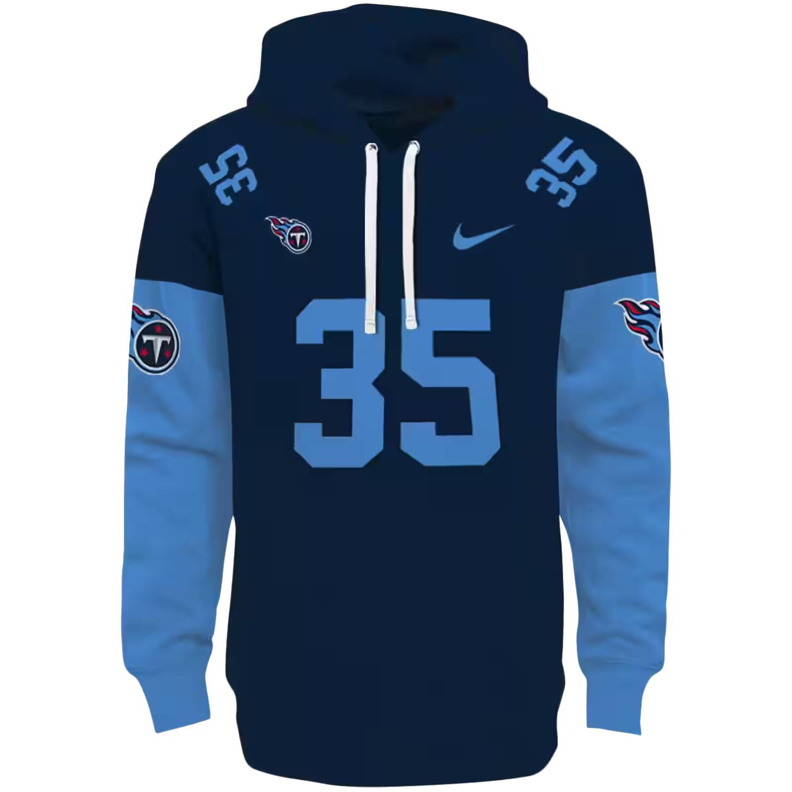 Custom Tennessee Titans Minimal Design Navy Hoodie