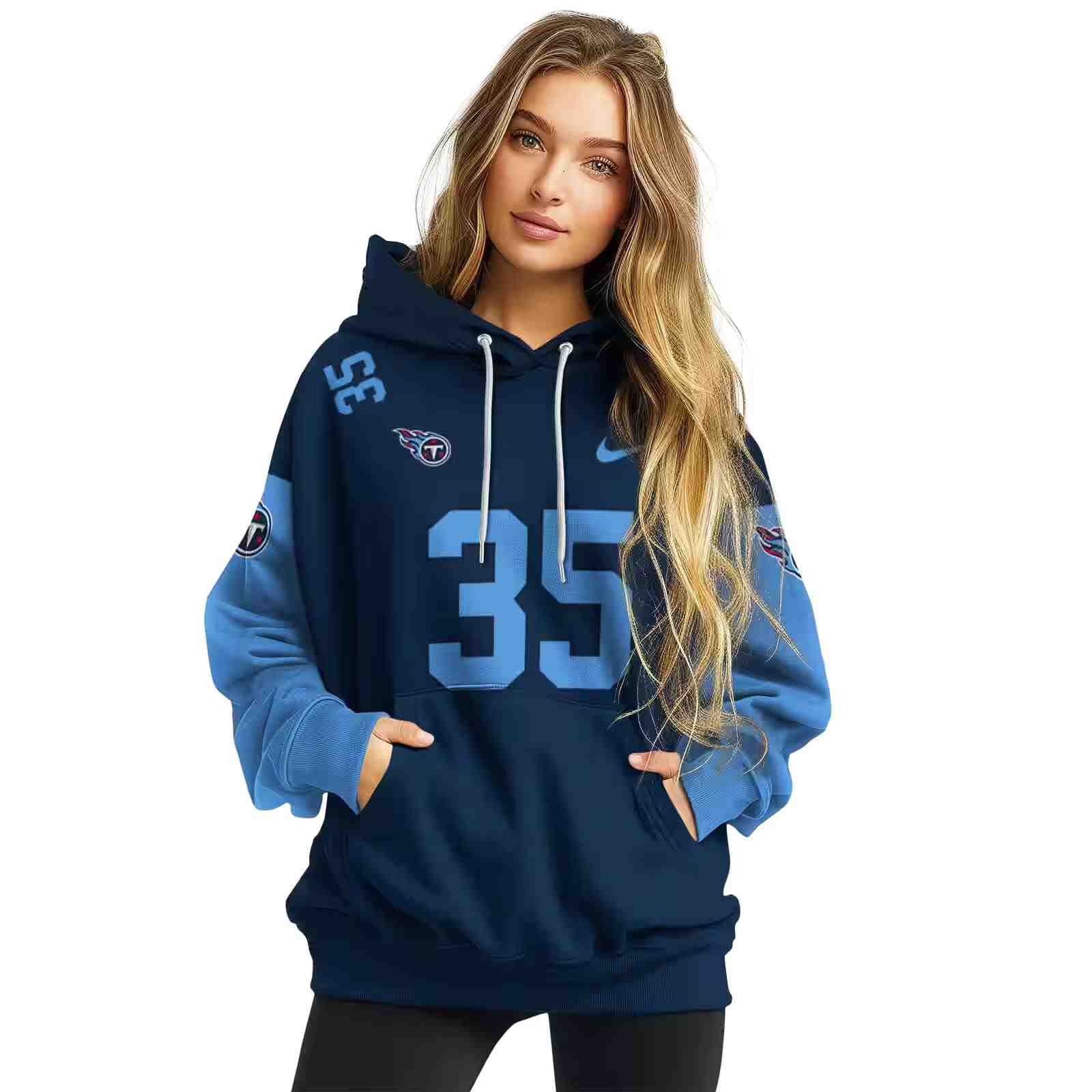 custom tennessee titans minimal design navy hoodie high quality