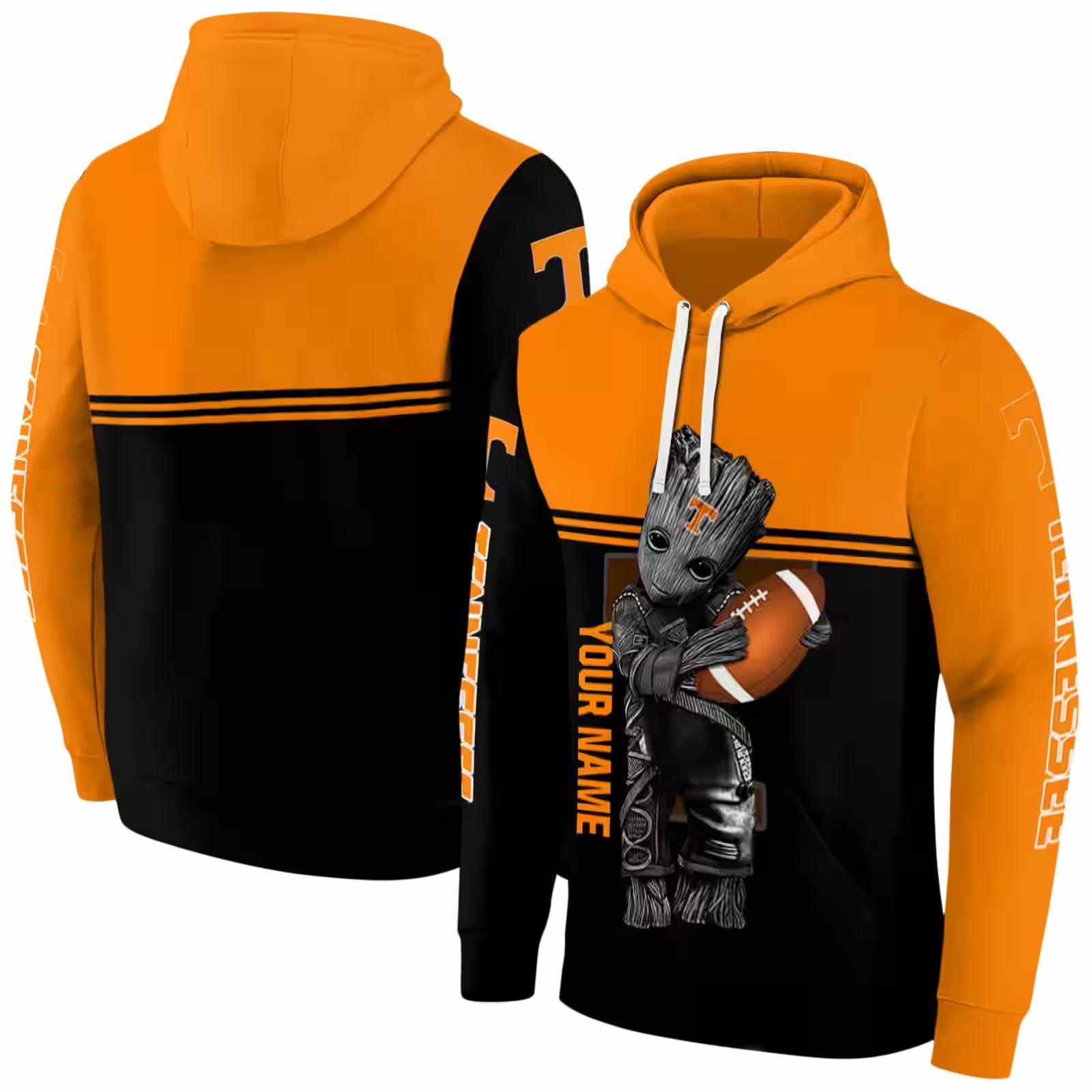 custom tennessee volunteers baby groot orange black hoodie fashion forward