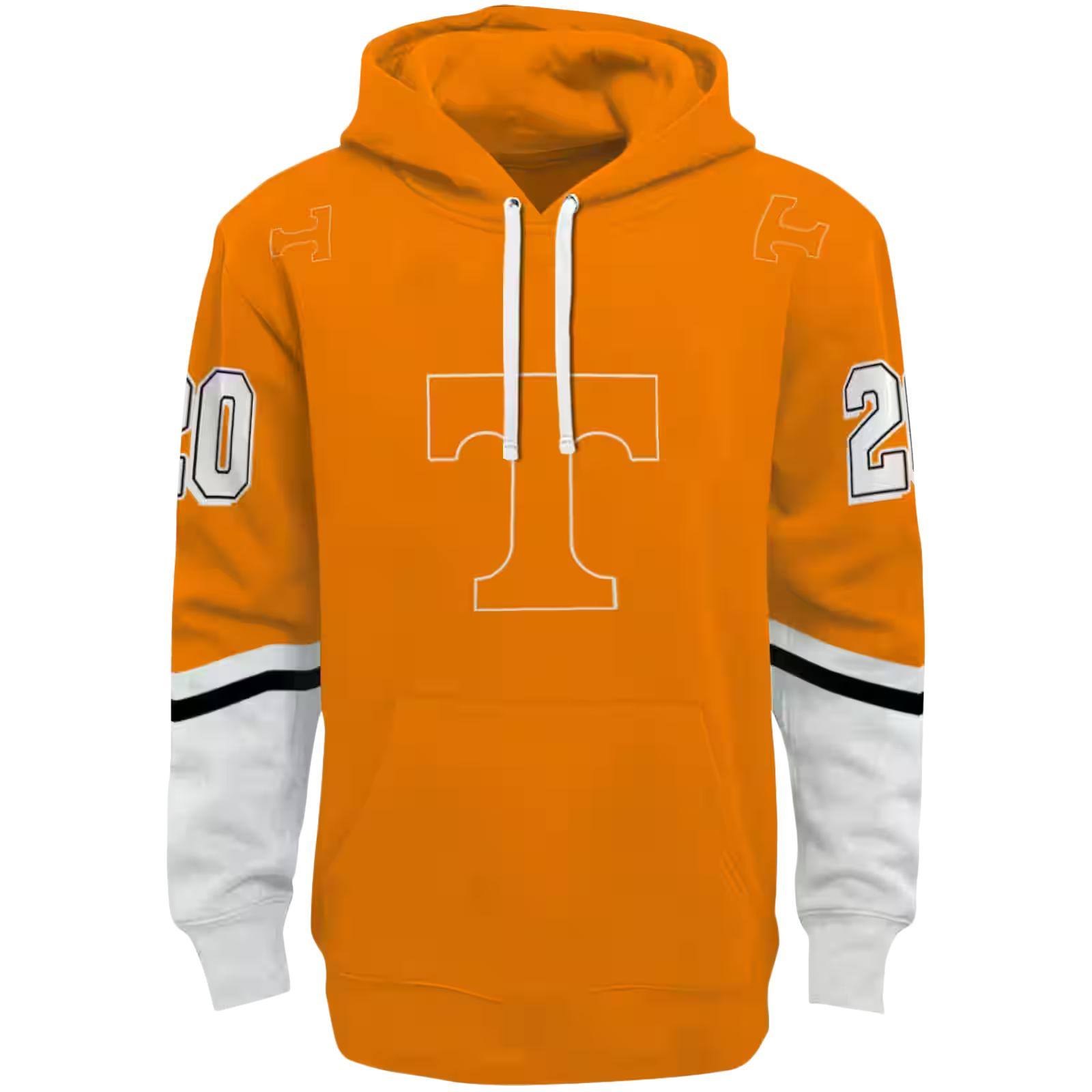 Custom Tennessee Volunteers Striped Sleeves Orange Hoodie