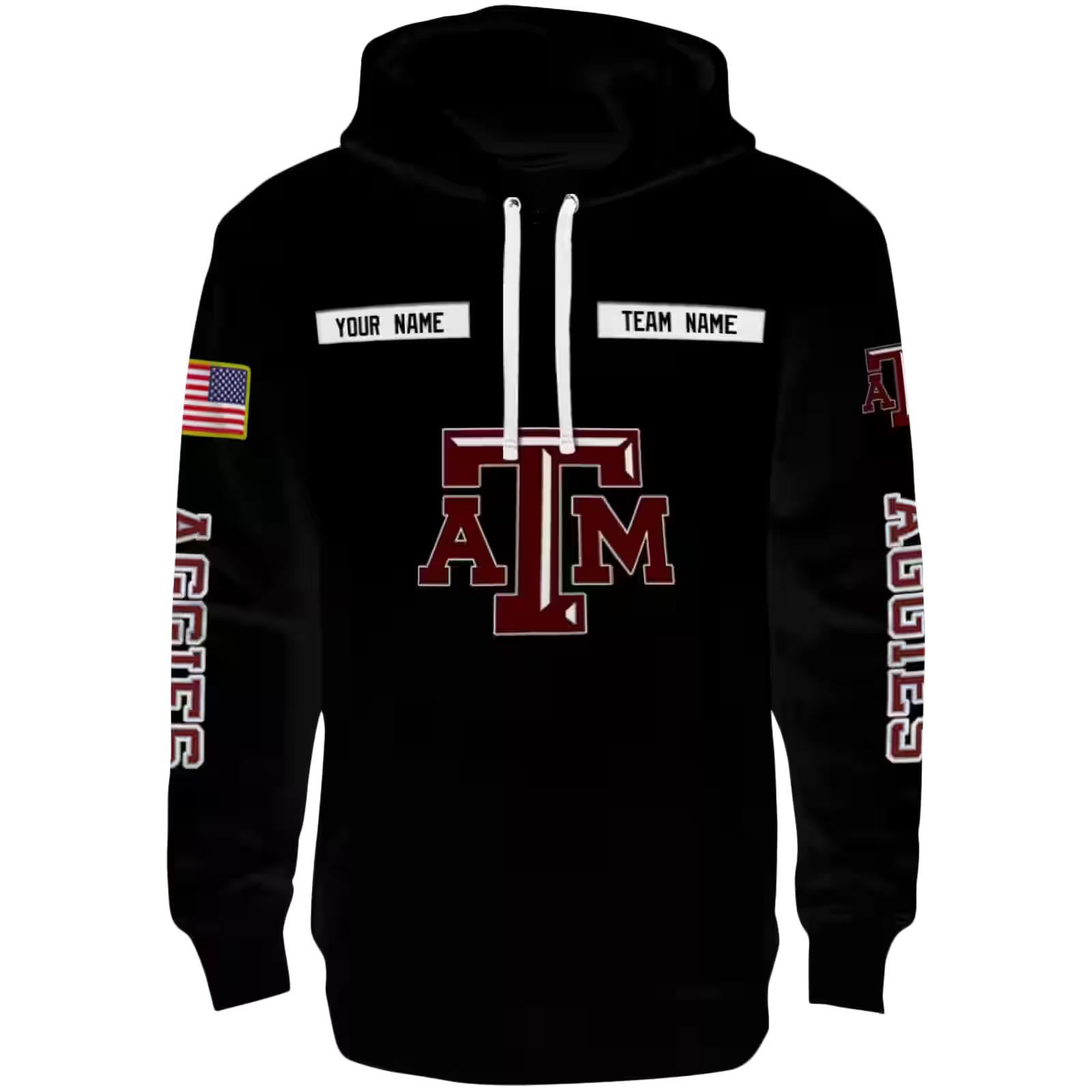 Custom Texas A&M Aggies Punisher Skull Black Hoodie