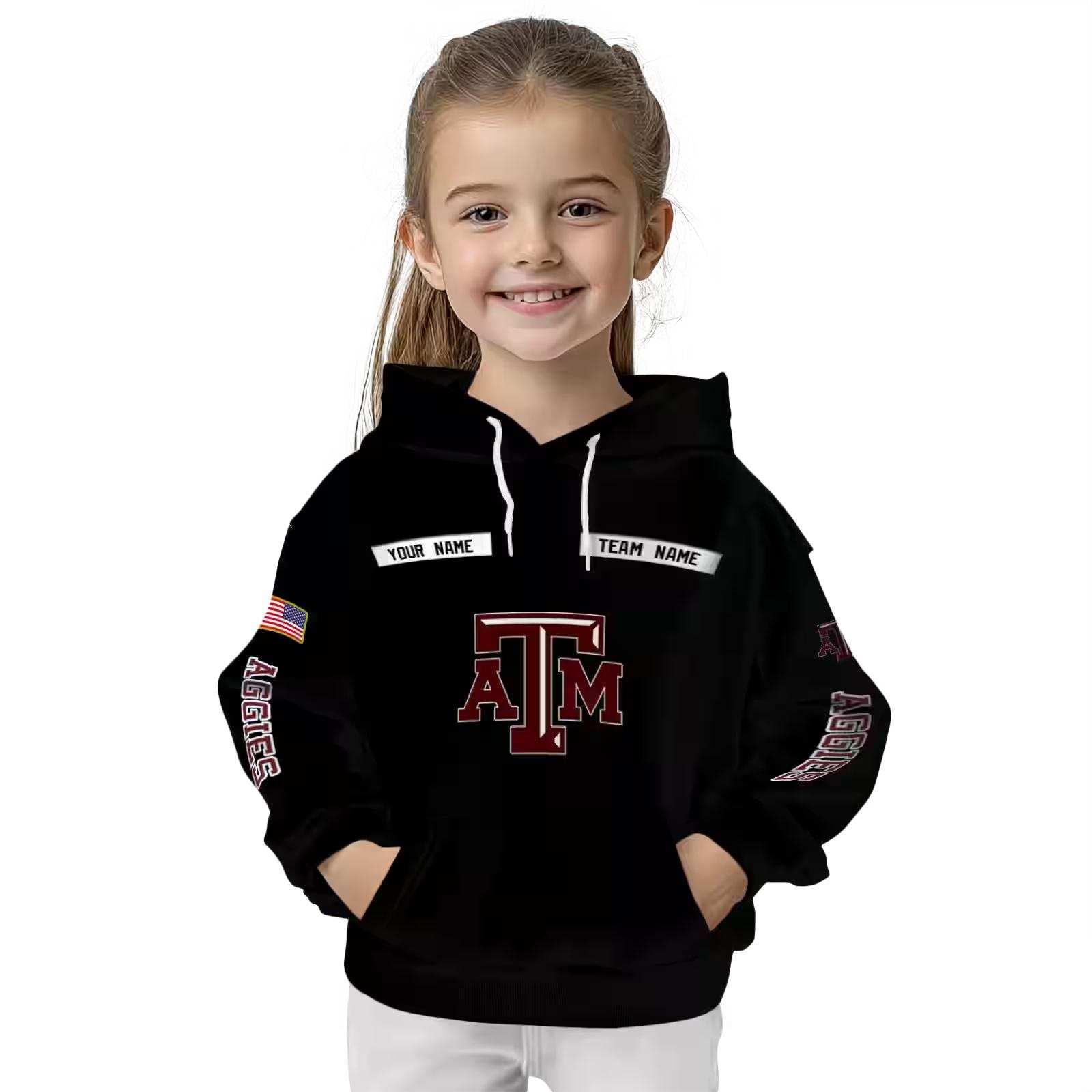 custom texas am aggies punisher skull black hoodie top rated