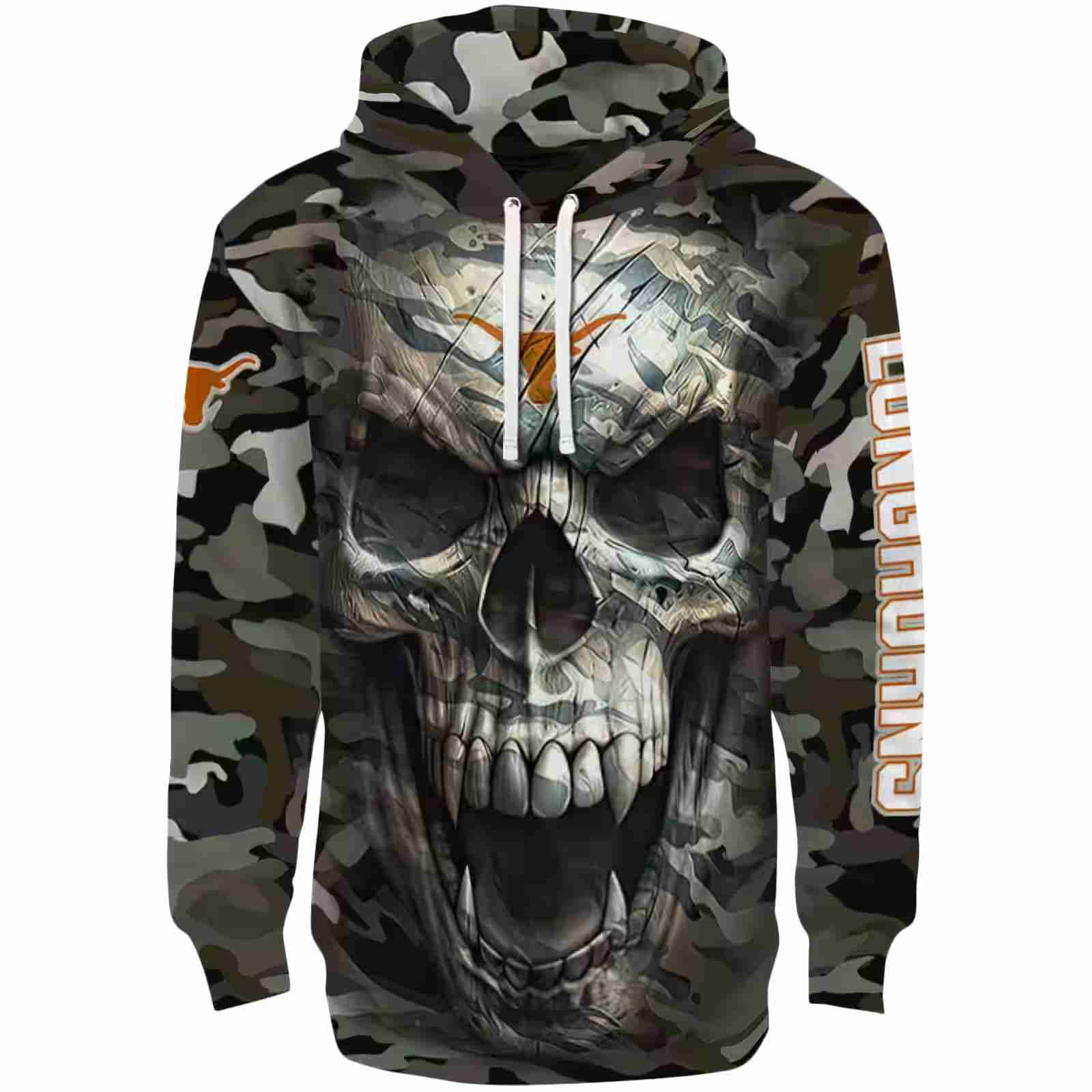 Custom Texas Longhorns Camo Skull Hoodie