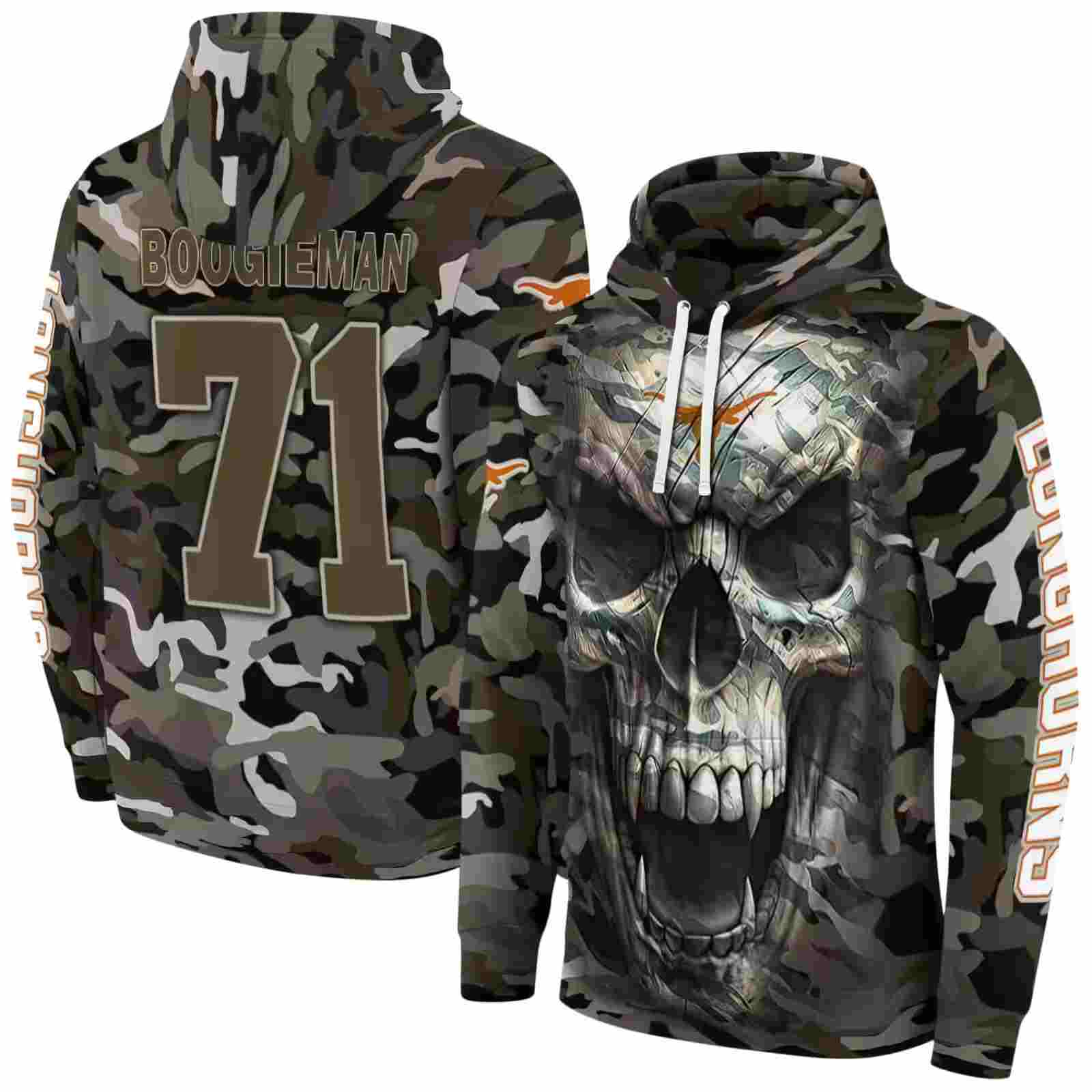 custom texas longhorns camo skull hoodie fashion forward