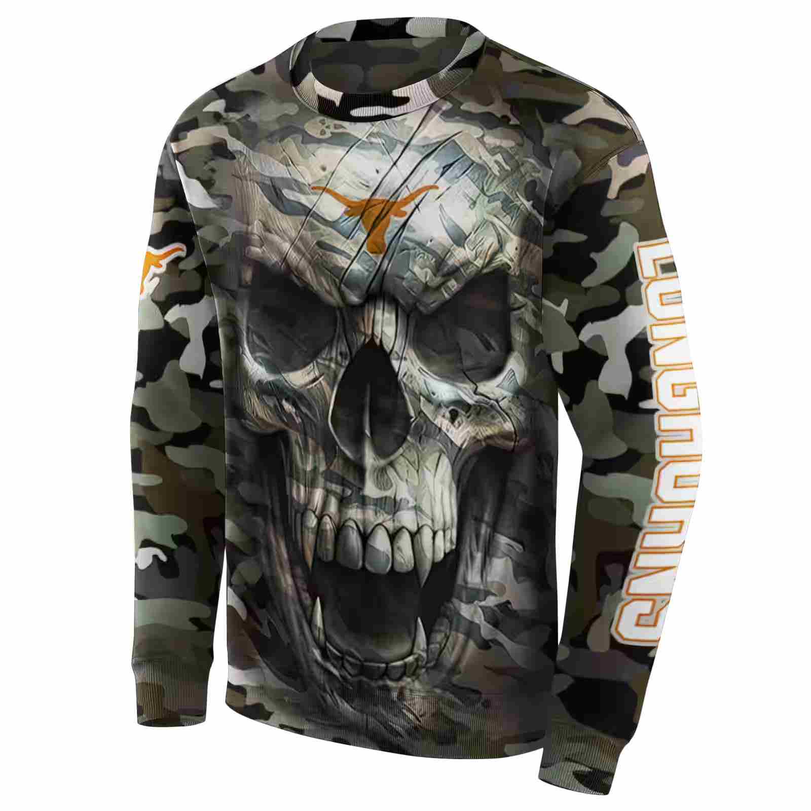 custom texas longhorns camo skull hoodie new arrival