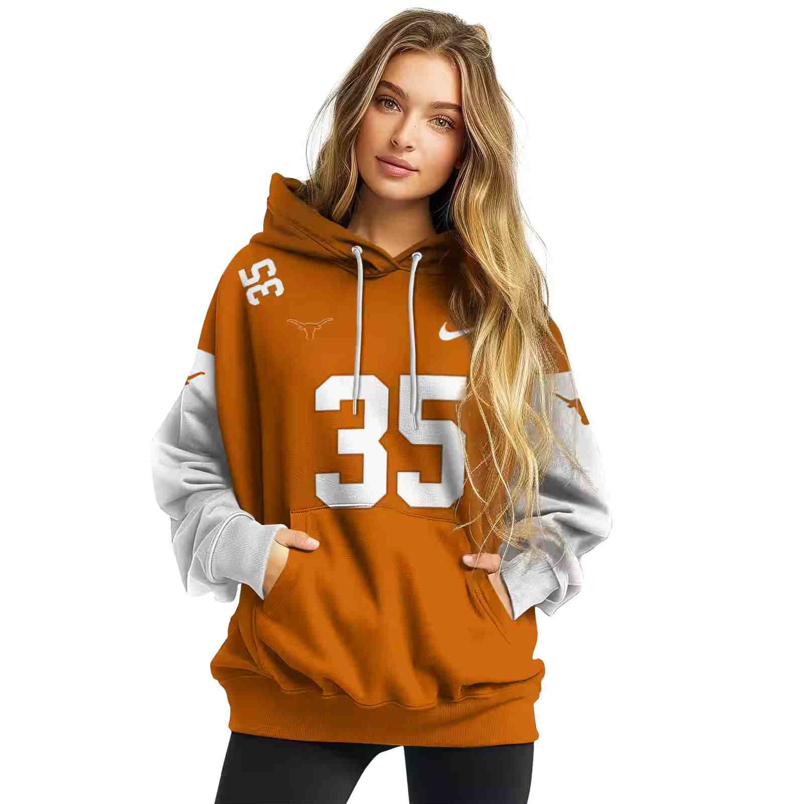 custom texas longhorns minimal design orange hoodie high quality