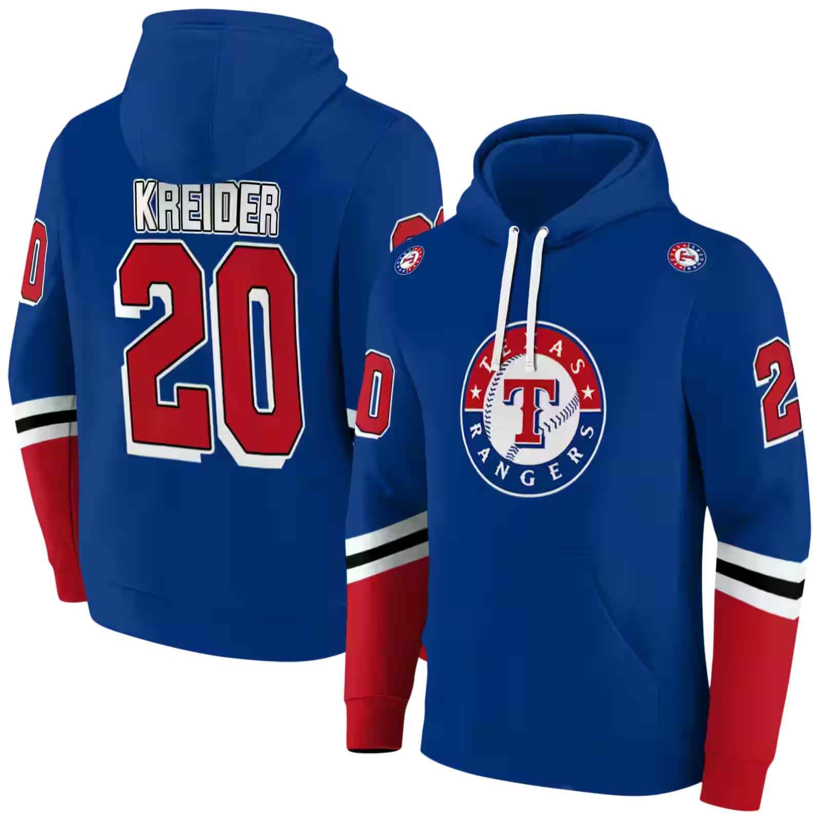 custom texas rangers striped sleeves blue hoodie fashion forward