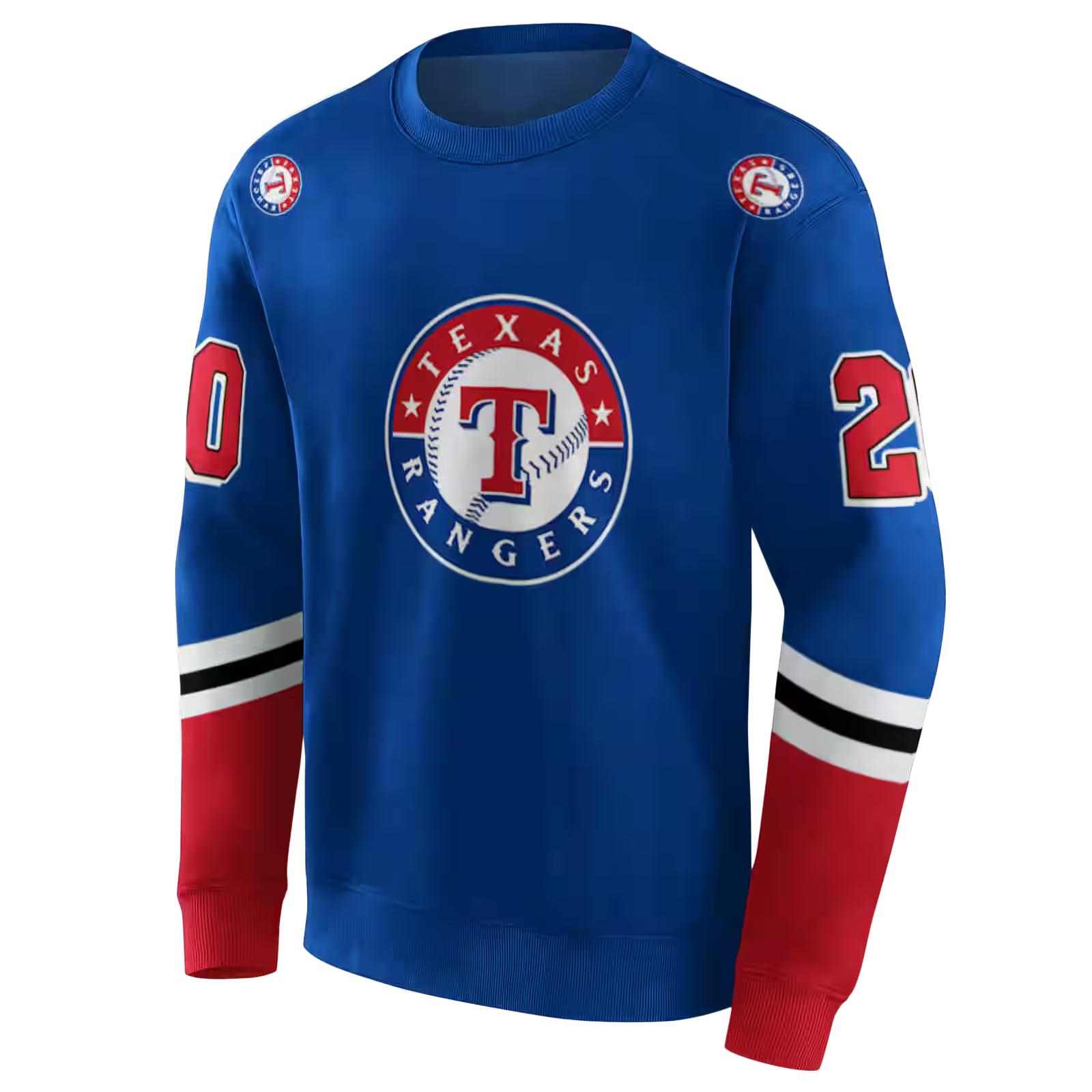 custom texas rangers striped sleeves blue hoodie new arrival