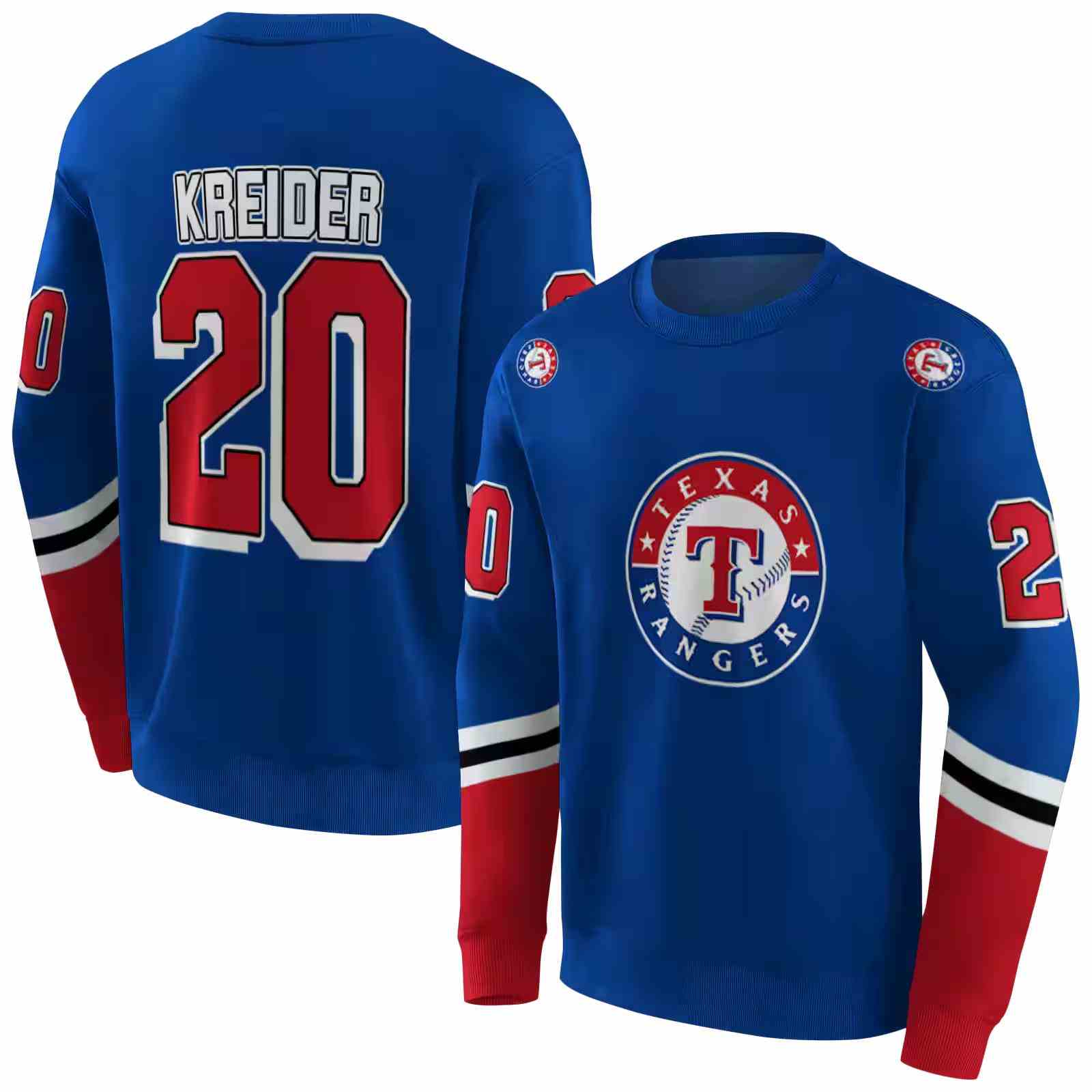 custom texas rangers striped sleeves blue hoodie premium grade