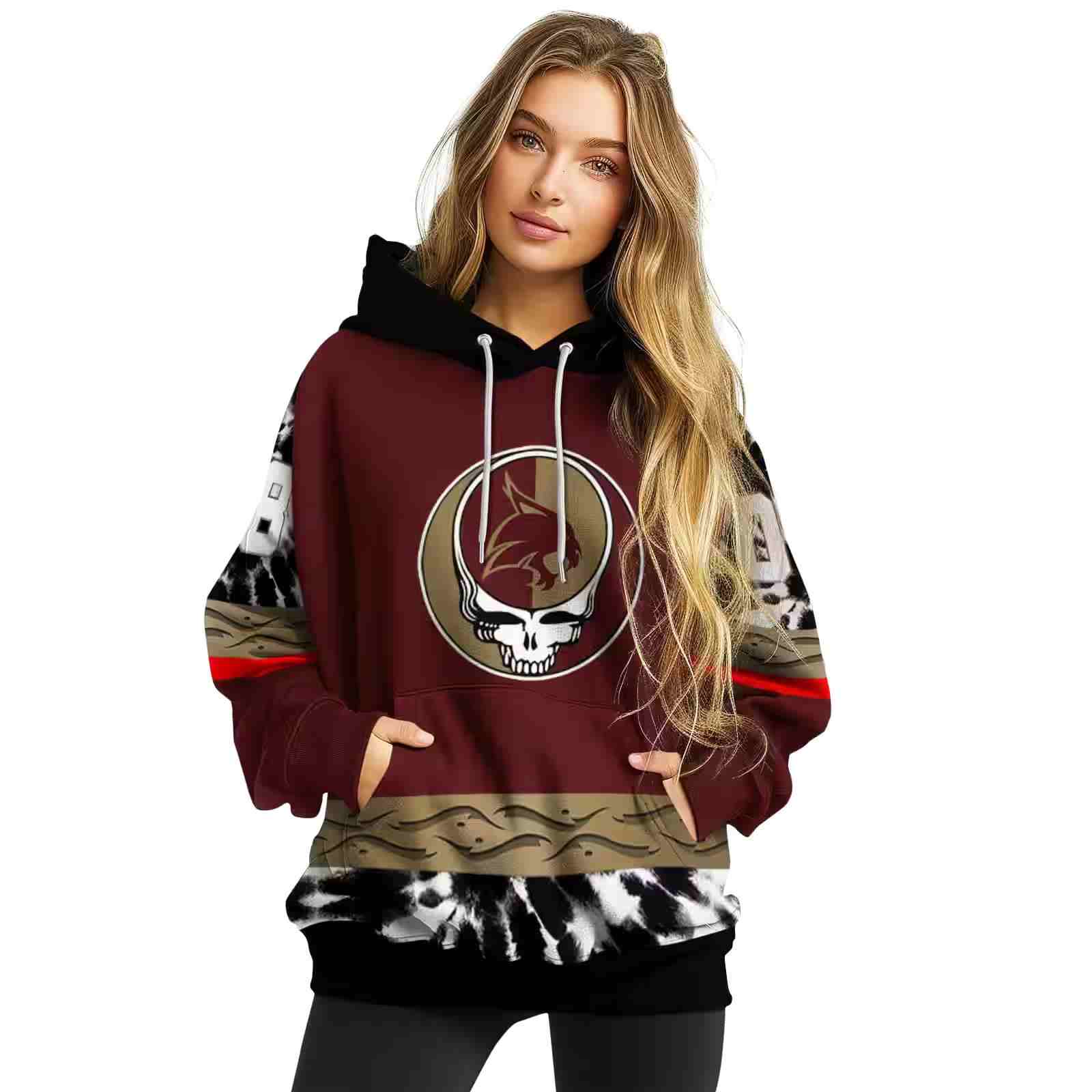 custom texas state bobcats grateful vibes maroon hoodie high quality