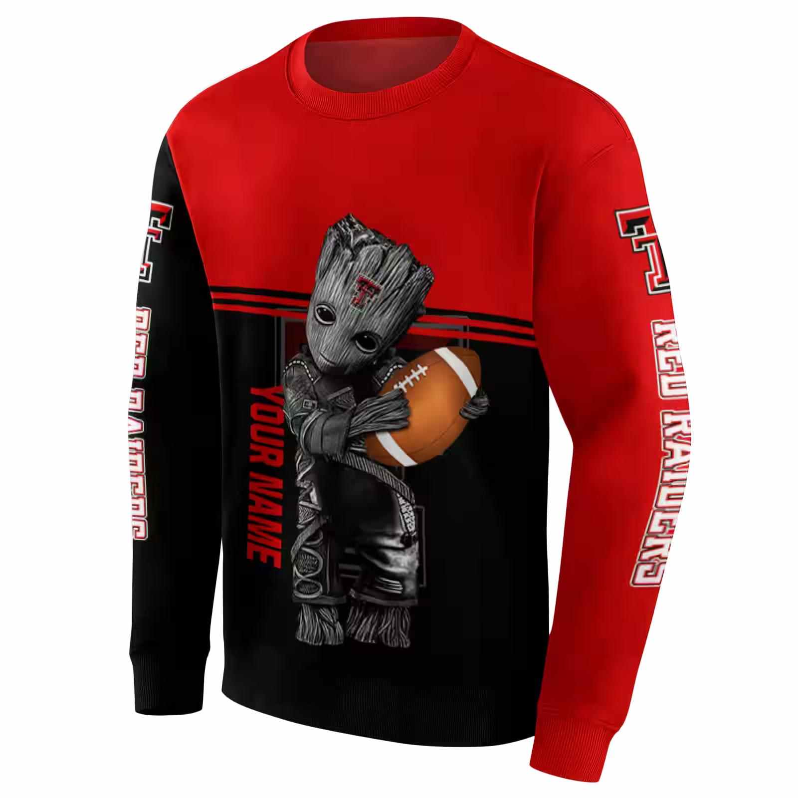 custom texas tech red raiders baby groot red black hoodie new arrival