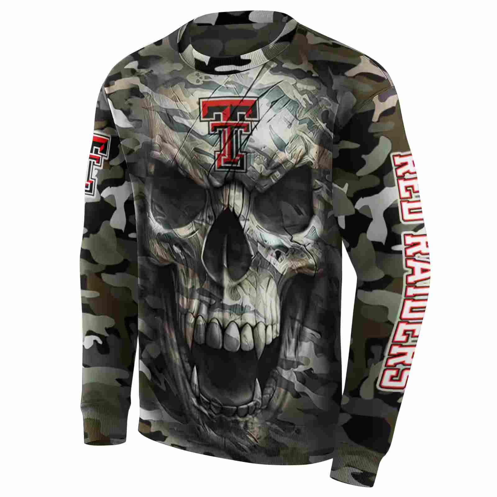 custom texas tech red raiders camo skull hoodie new arrival