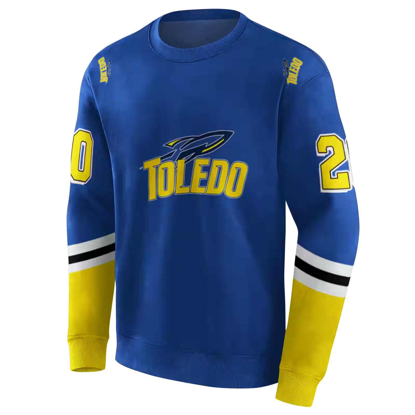 custom toledo rockets striped sleeves blue hoodie new arrival