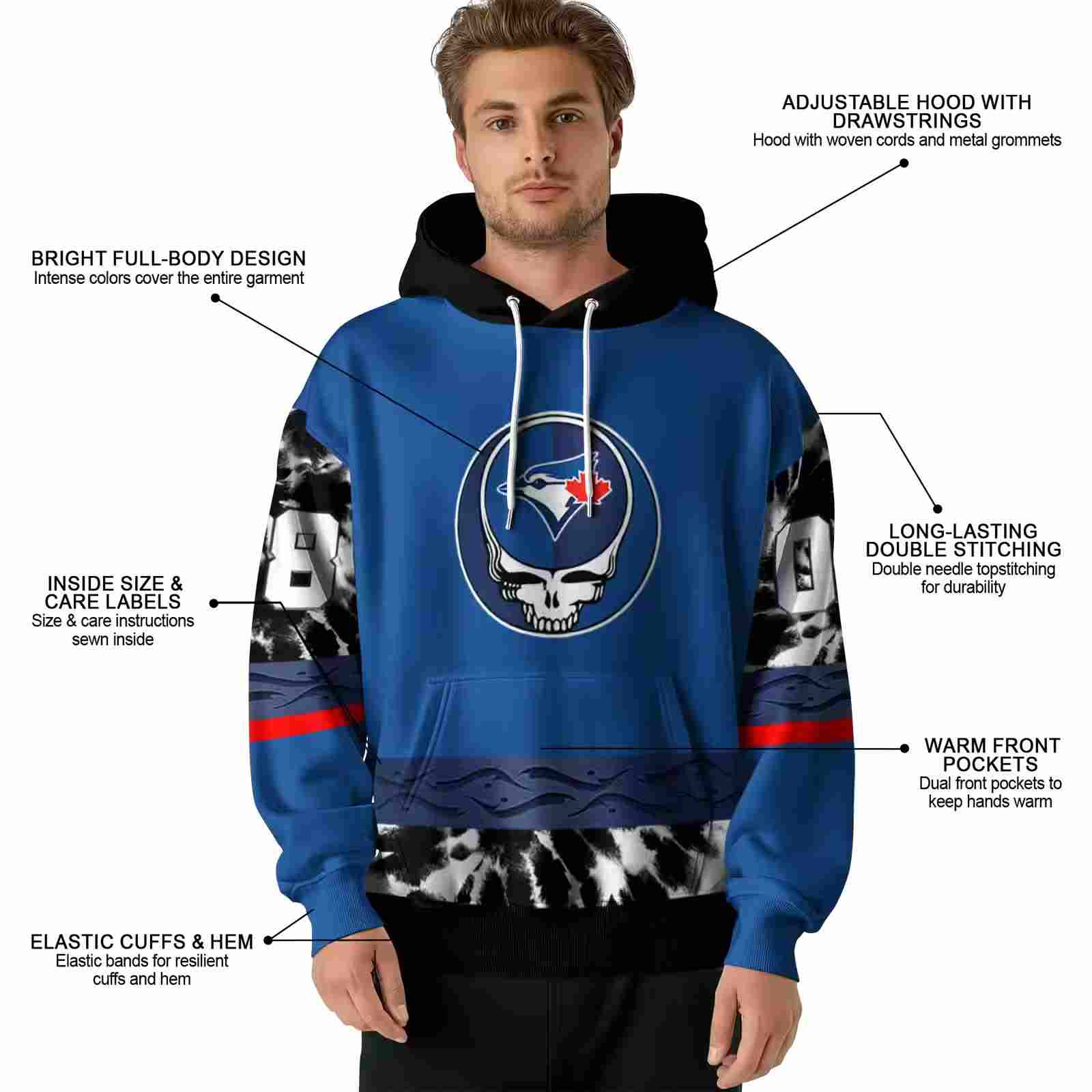 custom toronto blue jays grateful vibes blue hoodie latest model