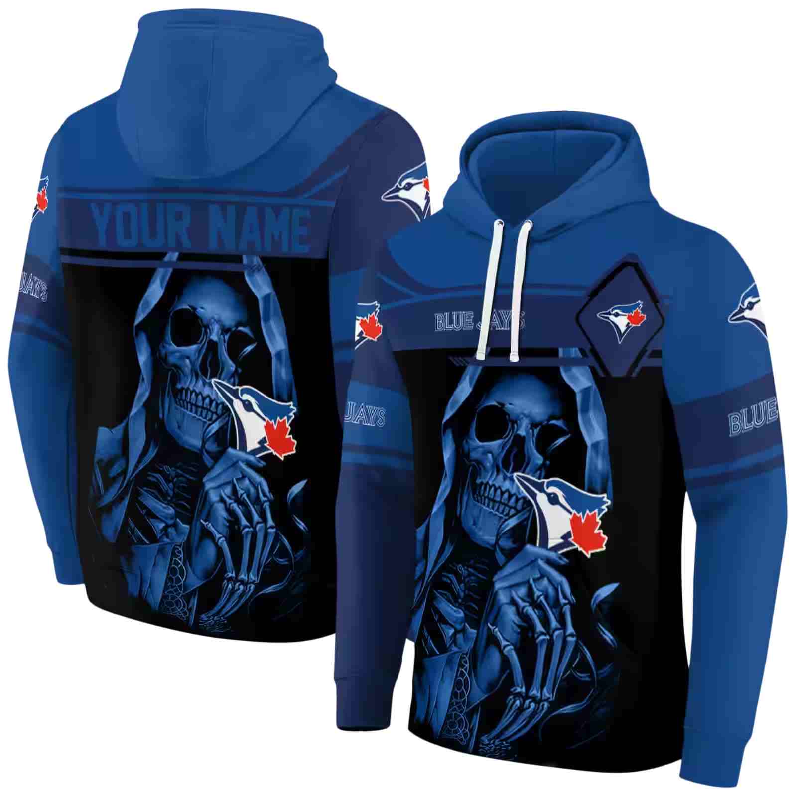 custom toronto blue jays grim reaper blue black hoodie fashion forward