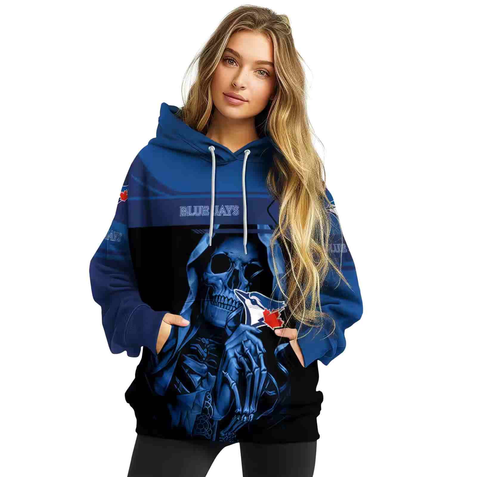 custom toronto blue jays grim reaper blue black hoodie high quality