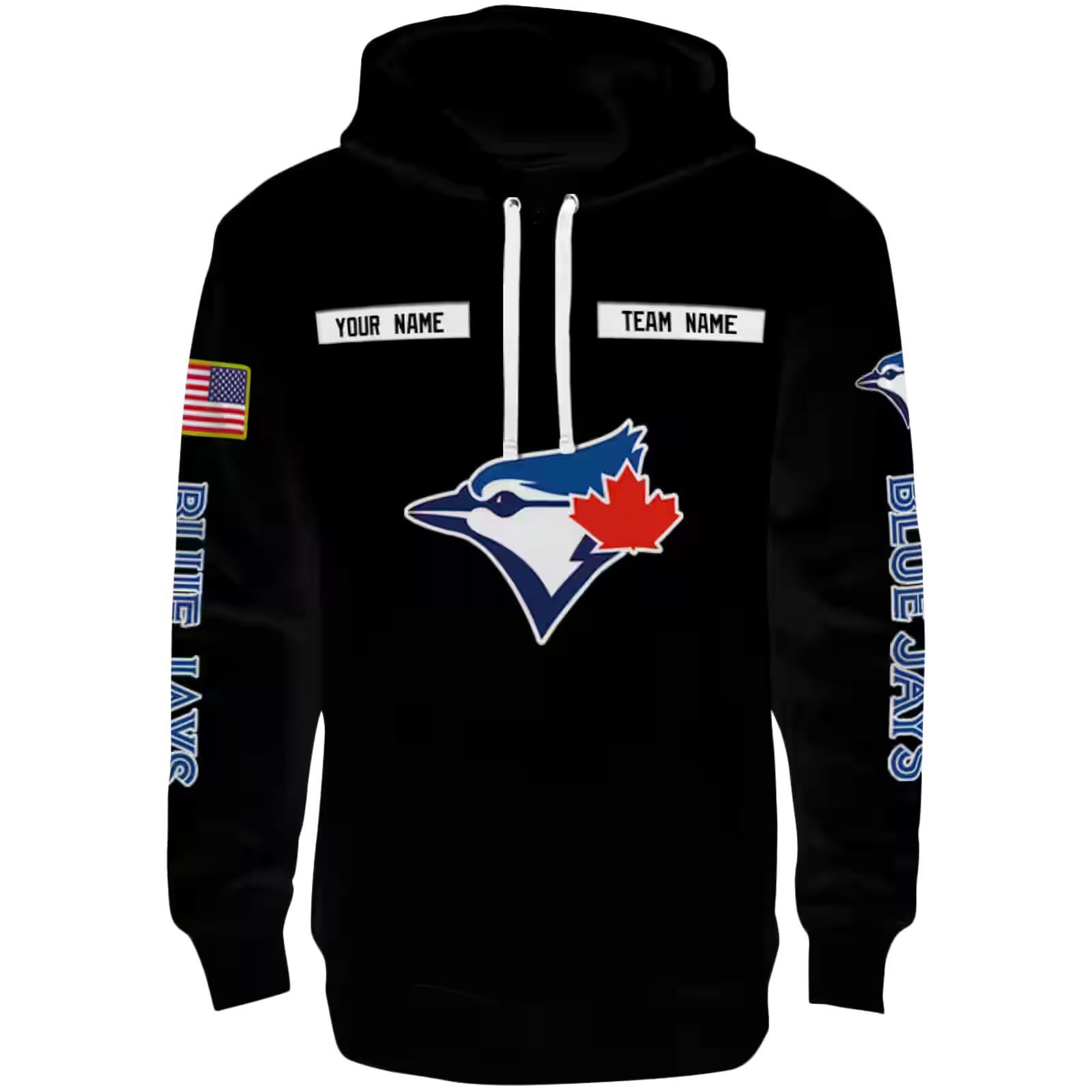 Custom Toronto Blue Jays Punisher Skull Black Hoodie