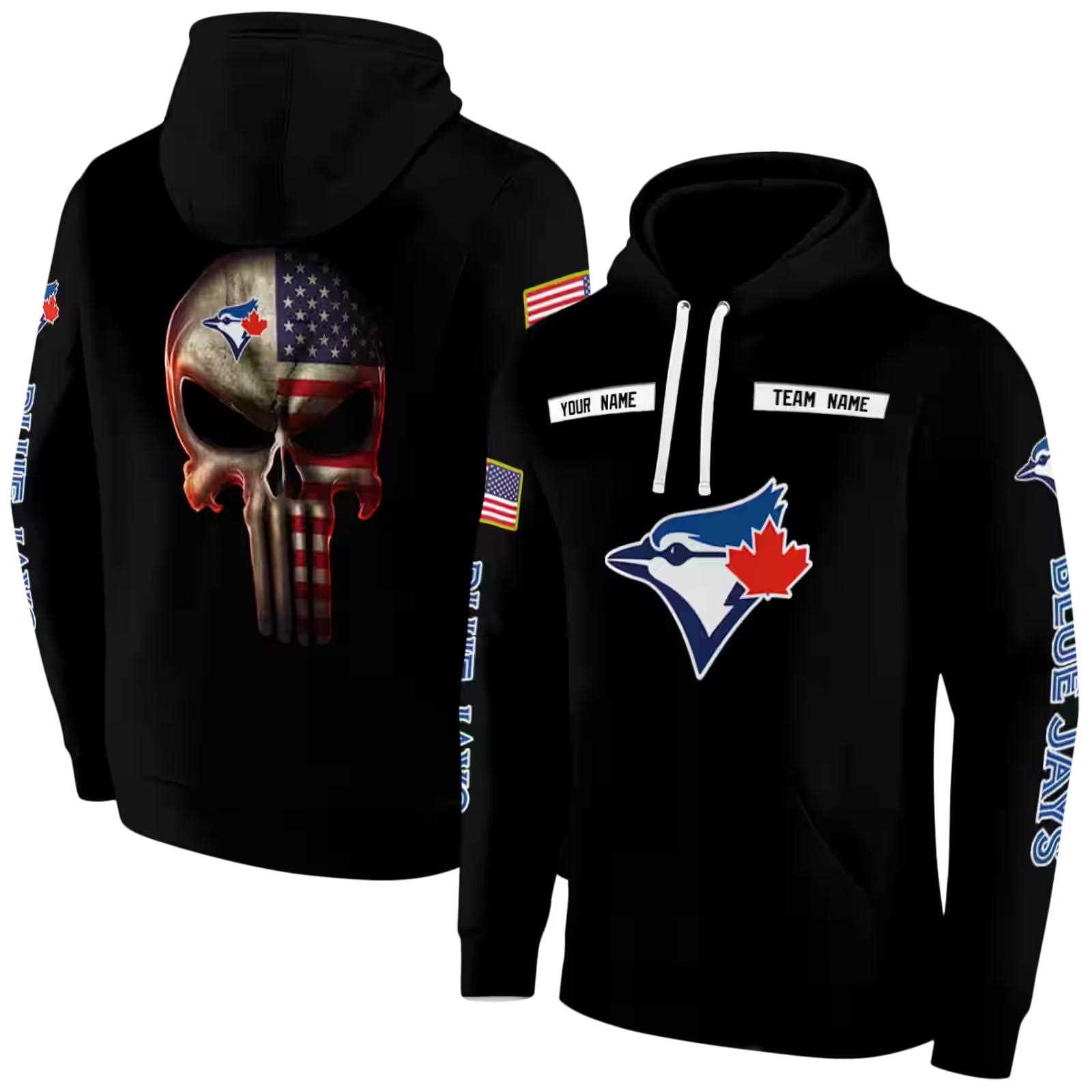 custom toronto blue jays punisher skull black hoodie fashion forward