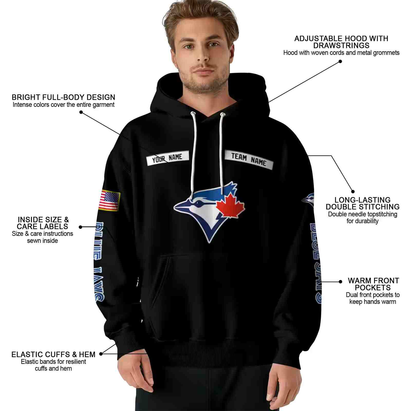 custom toronto blue jays punisher skull black hoodie latest model